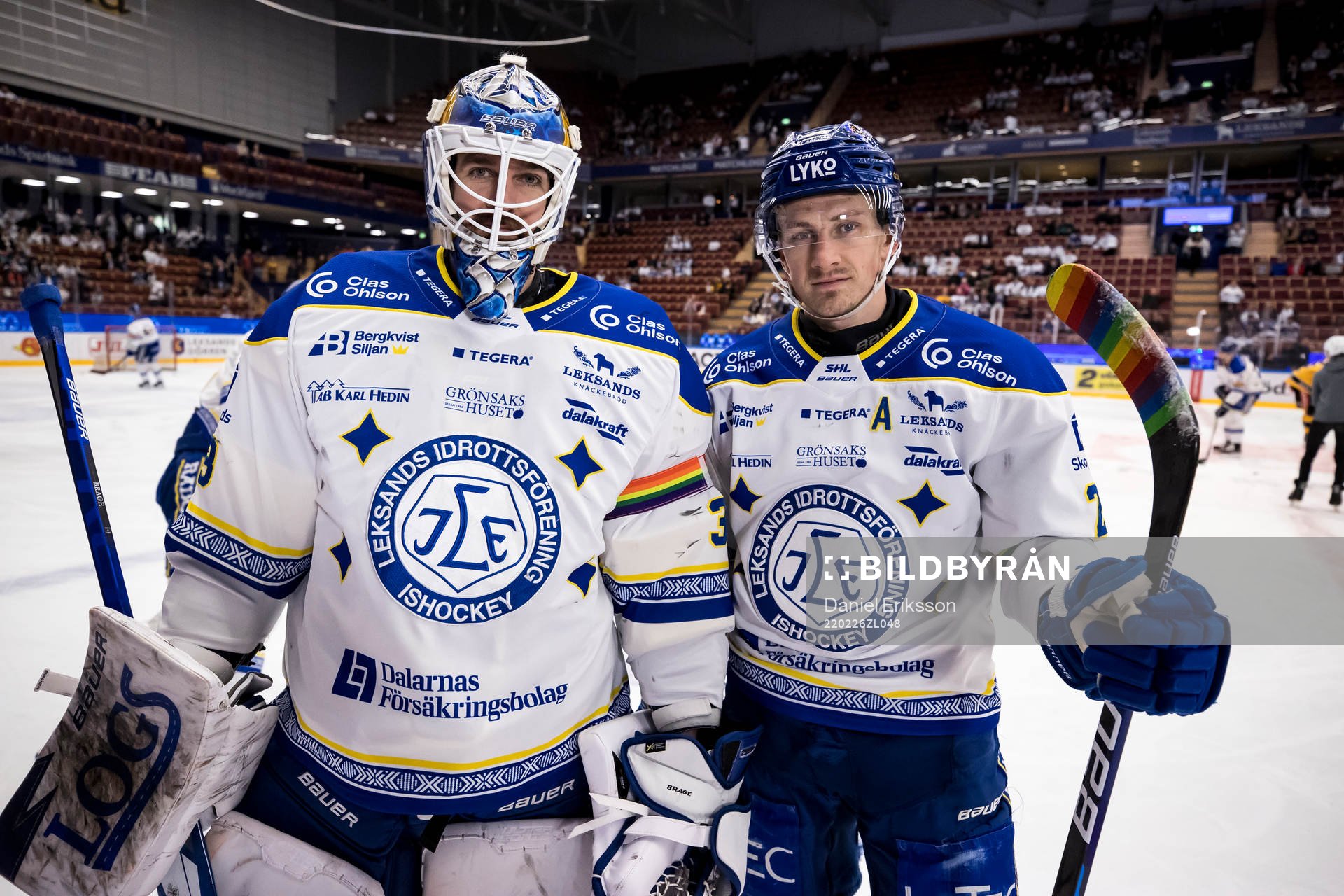 Leksands målvakt Axel Brage och Leksands Patrik Norén