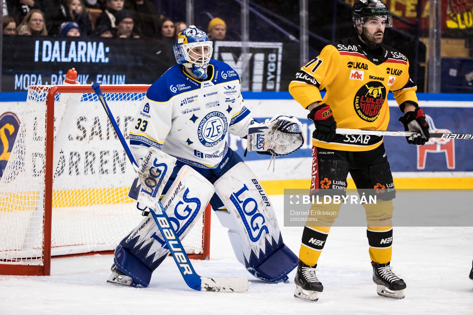 Leksands målvakt Axel Brage och Luleås Linus Fröberg