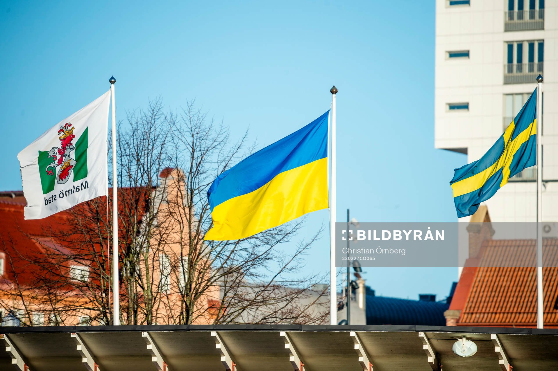 Ukrainska flaggan vajade på Malmö IP