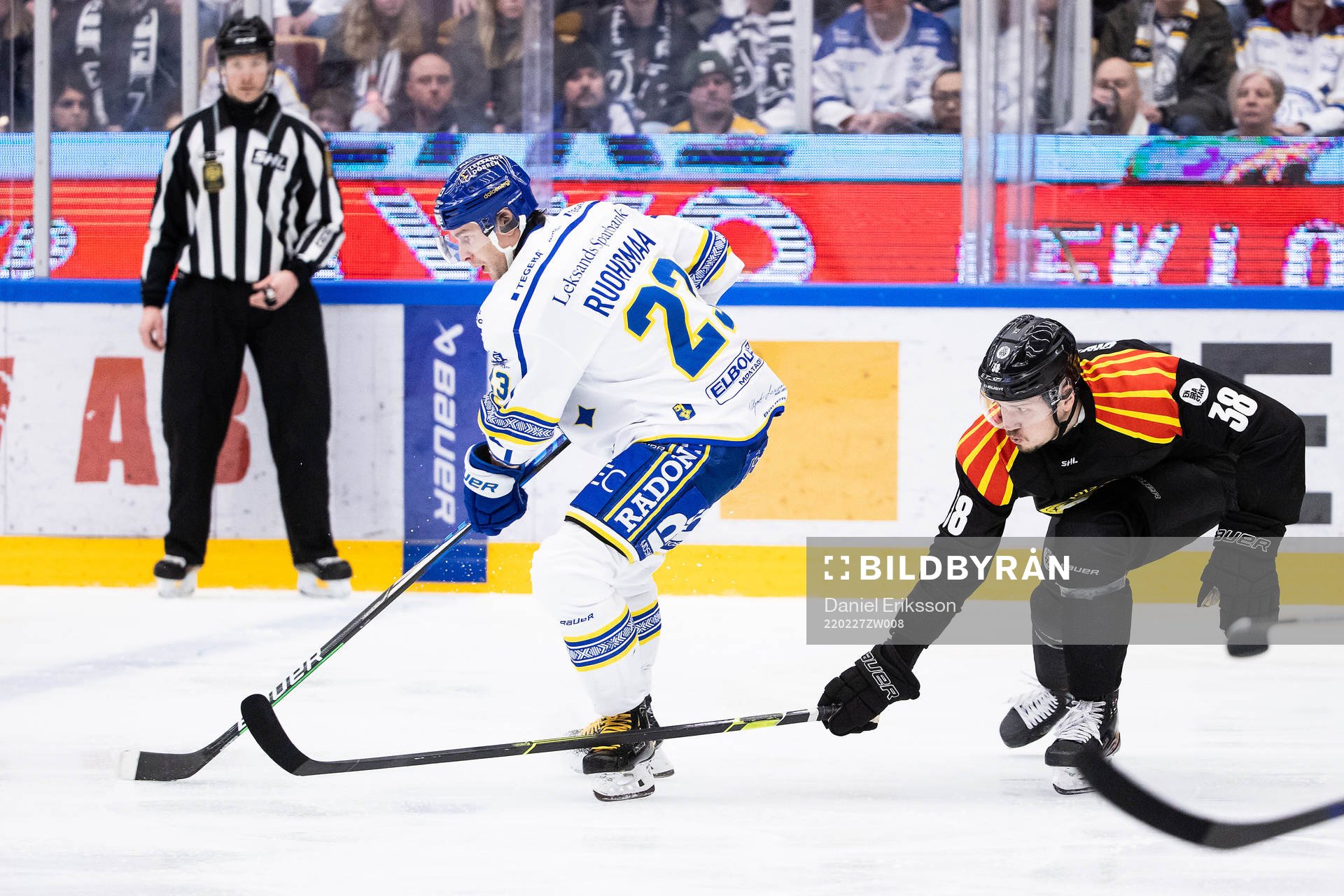Leksands Mikael Ruohomaa och Brynäs Oskars Cibulskis