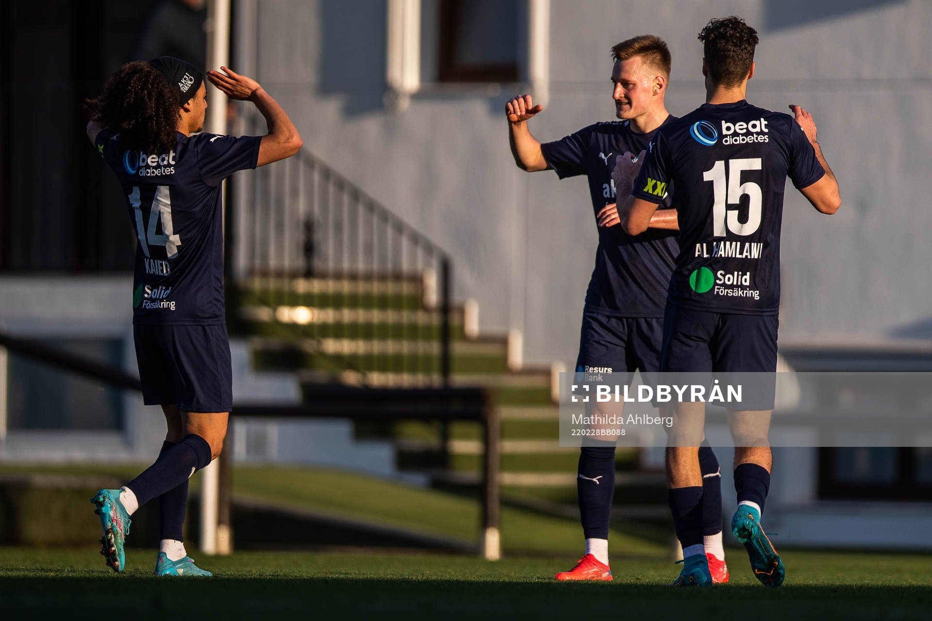 Rasmus Karjalainen of Helsingborg celebrates scoring 1-0