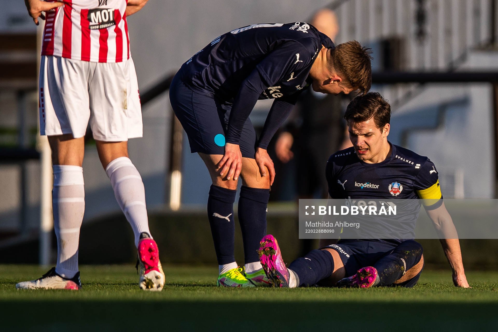 Brandur Hendriksson Olsen of Helsingborg in pain