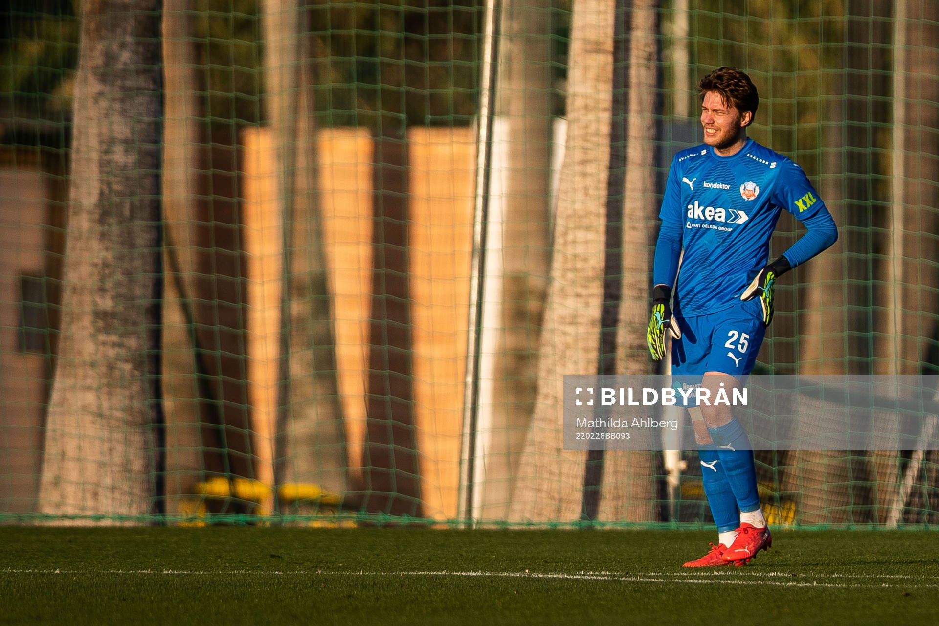 Goalkeeper Kalle Joelsson of Helsingborg in pain