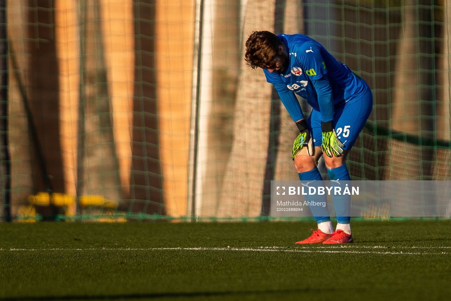 Goalkeeper Kalle Joelsson of Helsingborg in pain