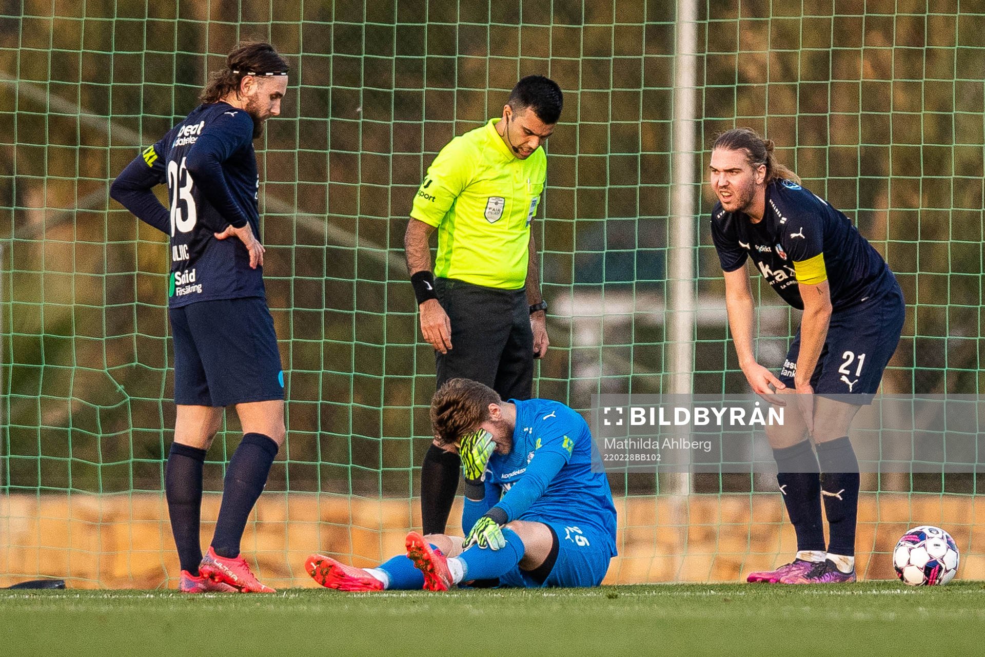 Ali Suljic, goalkeeper Kalle Joelsson and Charlie Weberg of
