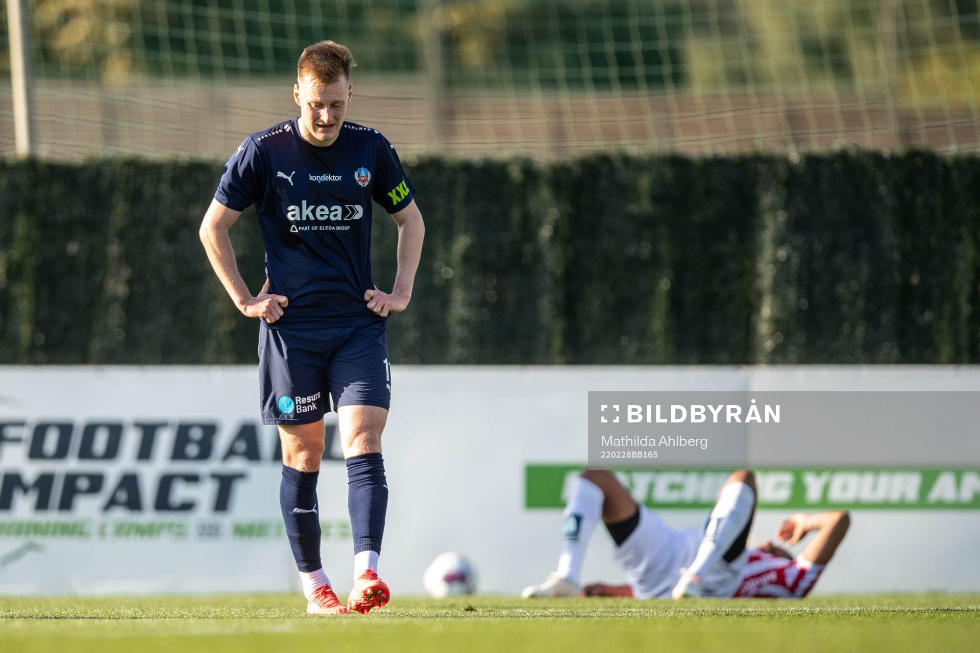 Rasmus Karjalainen of Helsingborg looks dejected