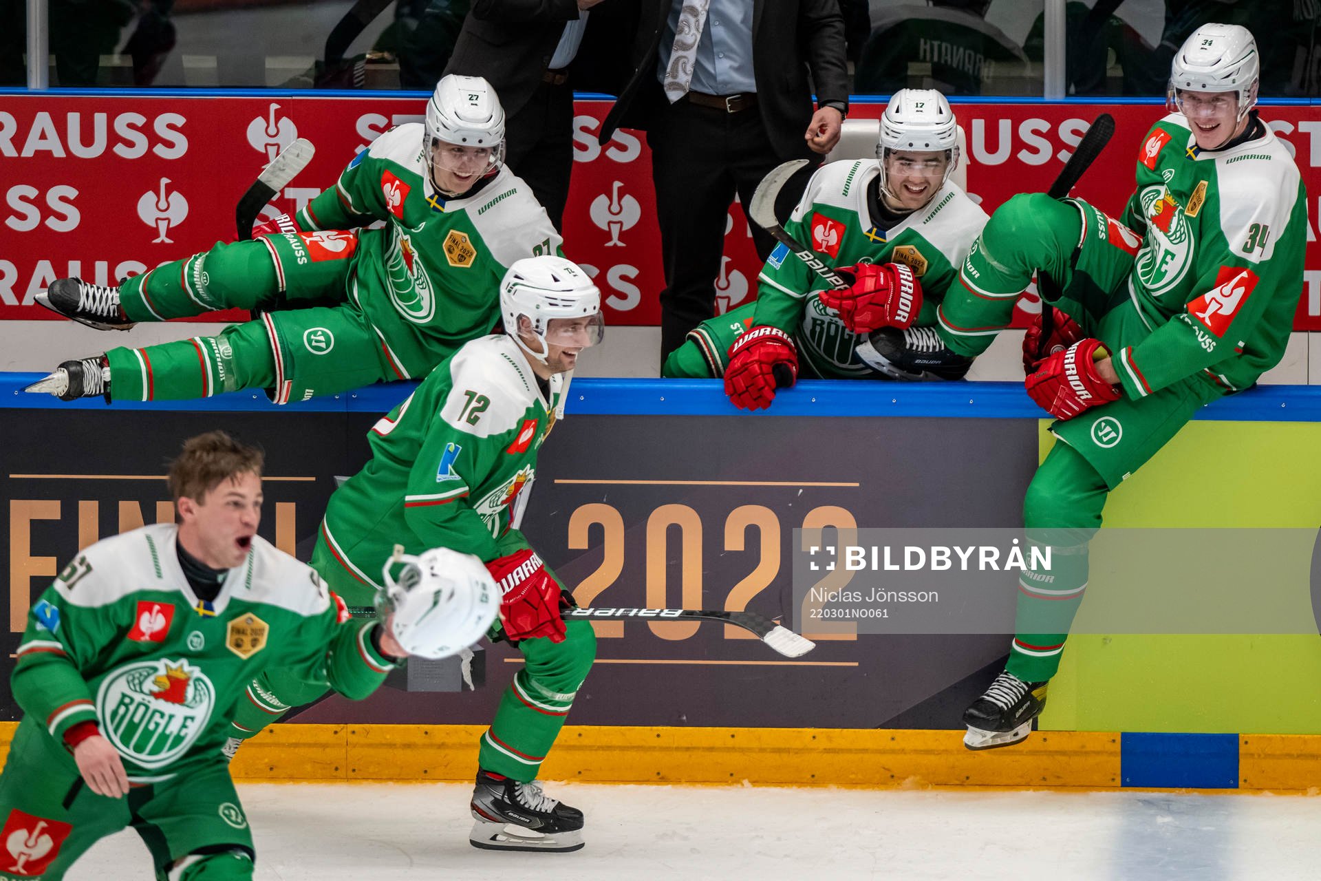 Linus Sjödin, Philip Granath and Adam Edström of Rögle