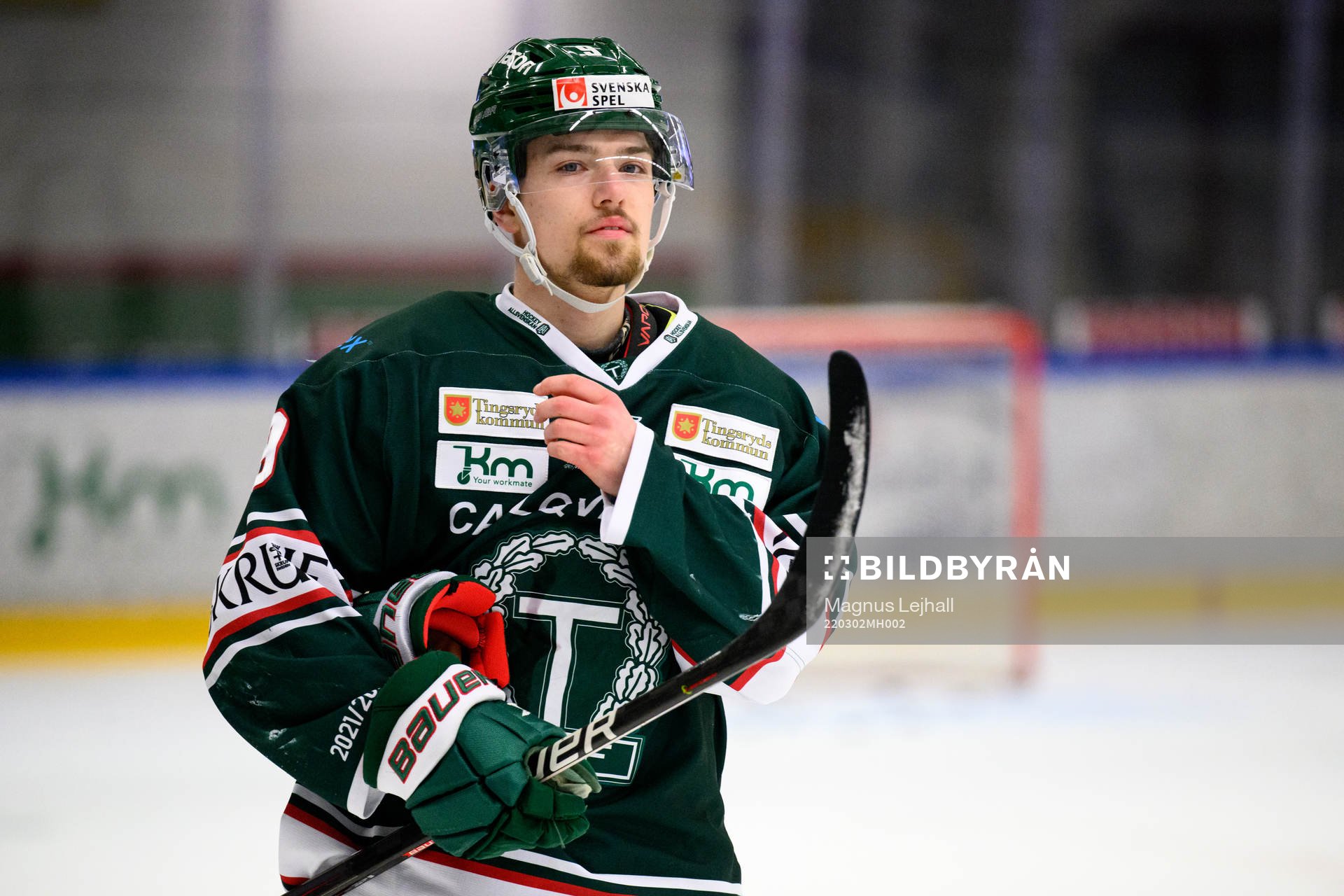 Tingsryds Jakob Heljemo innan ishockeymatchen i