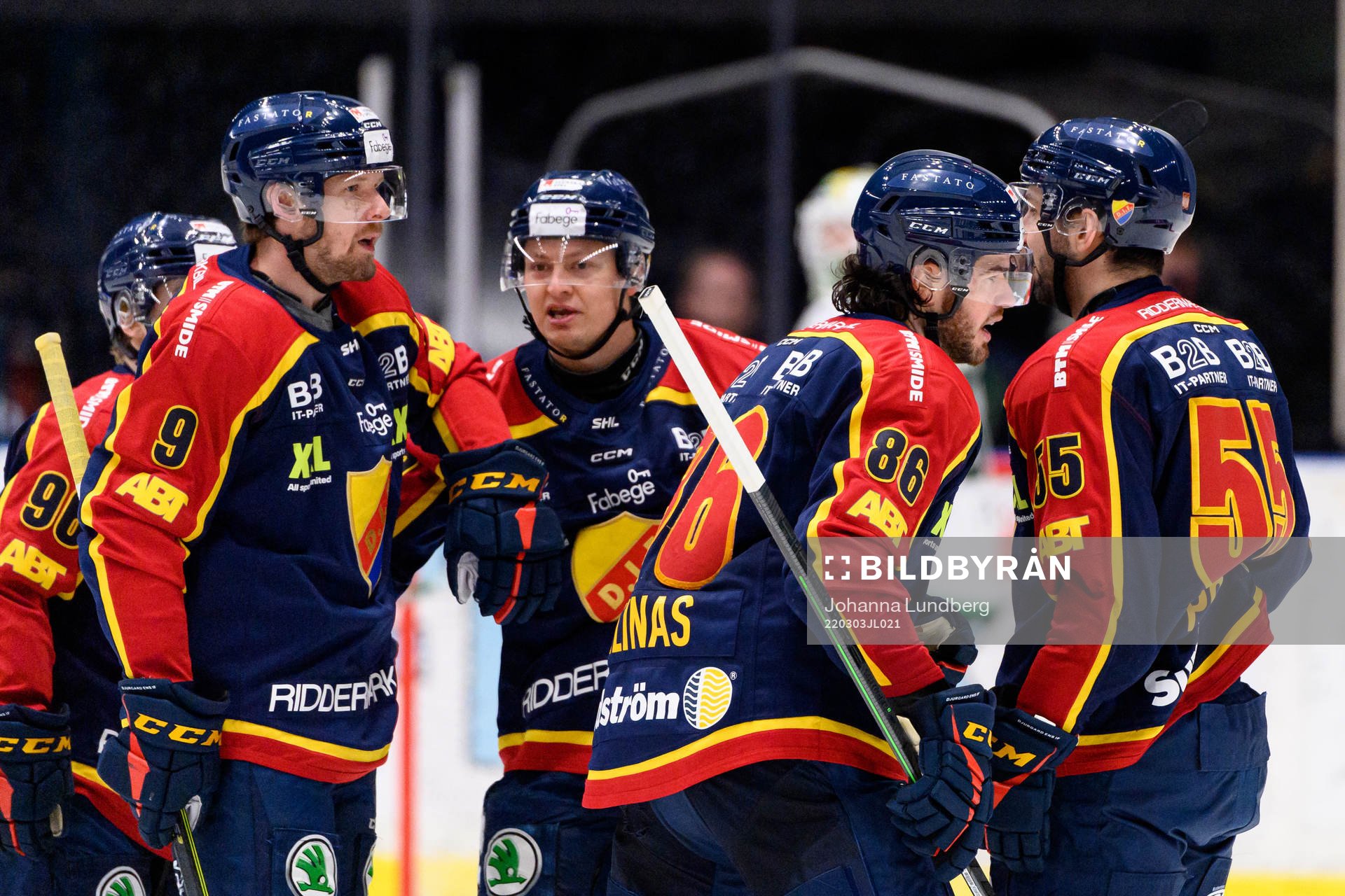 Djurgårdens Eric Gelinas jublar