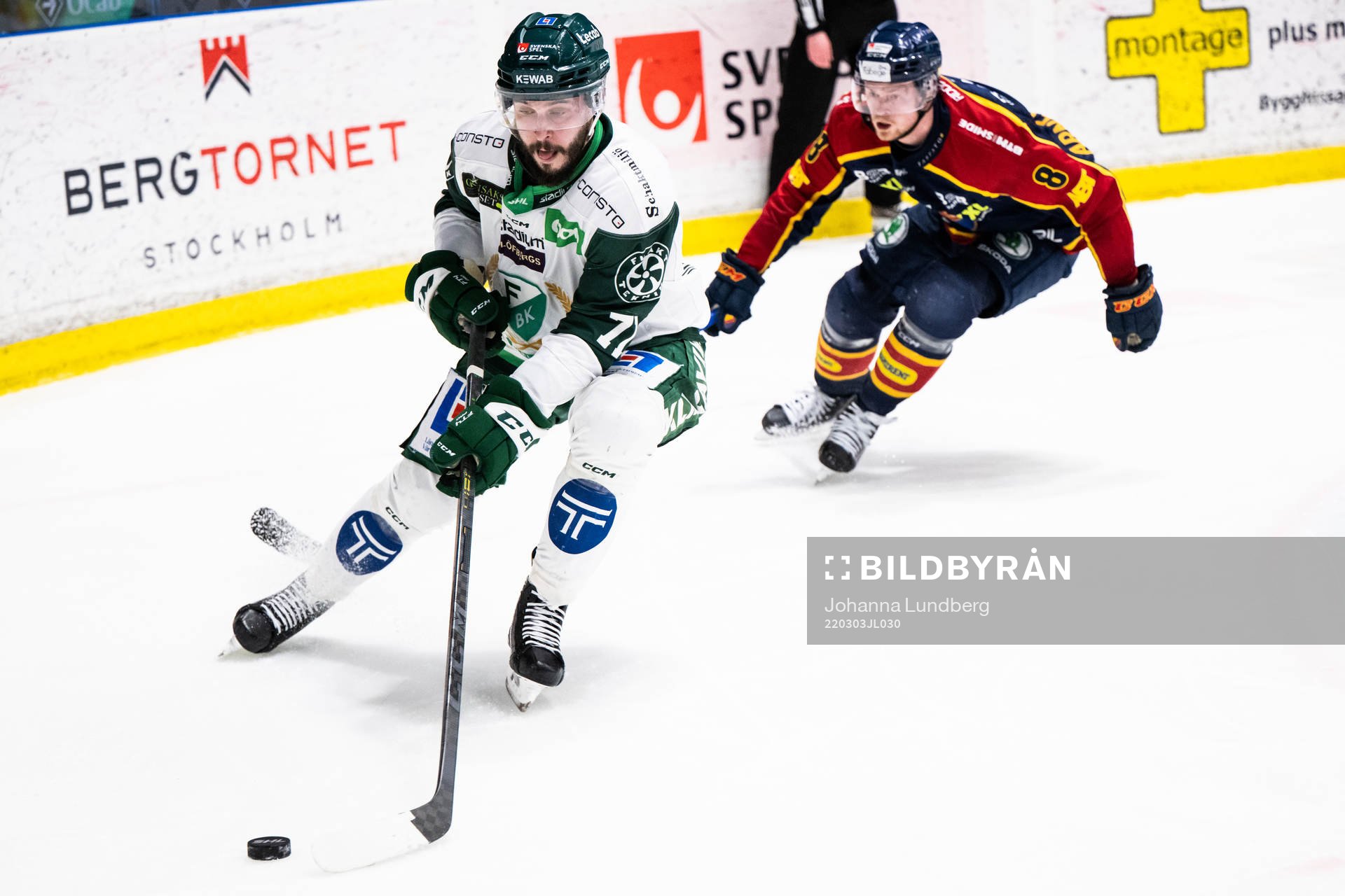 Färjestads Jesse Virtanen och Djurgårdens Linus Arnesson