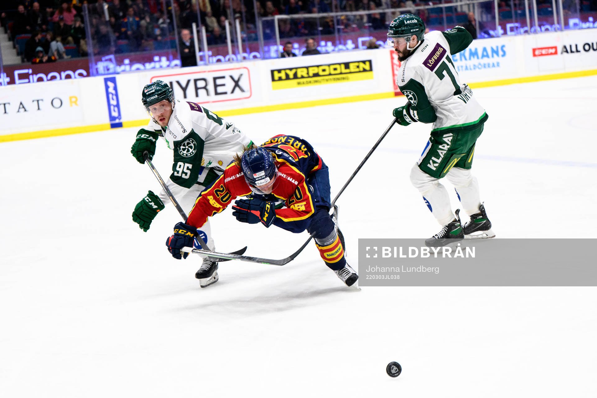 Färjestads Jacob de la Rose och Jesse Virtanen