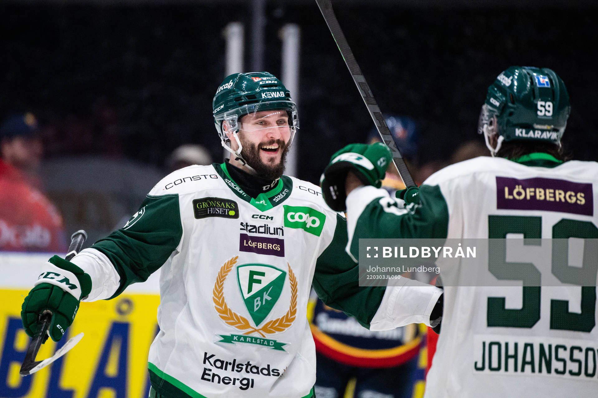Färjestads Jesse Virtanen jublar