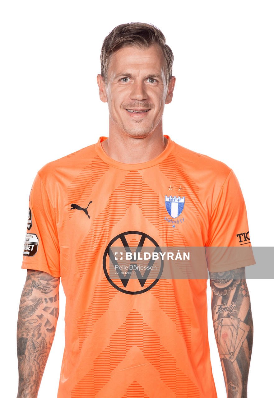 Malmö FFs Johan Dahlin poserar för ett porträtt den 3 mars 2022 i Malmö.