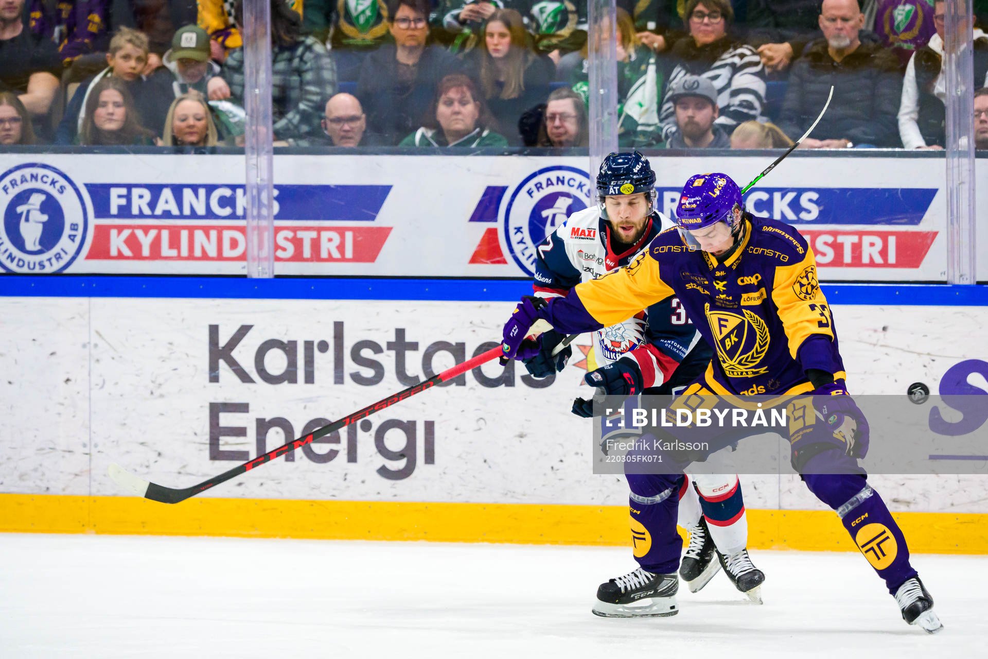 Linköpings Markus Modigs och Färjestads Albert Johansson