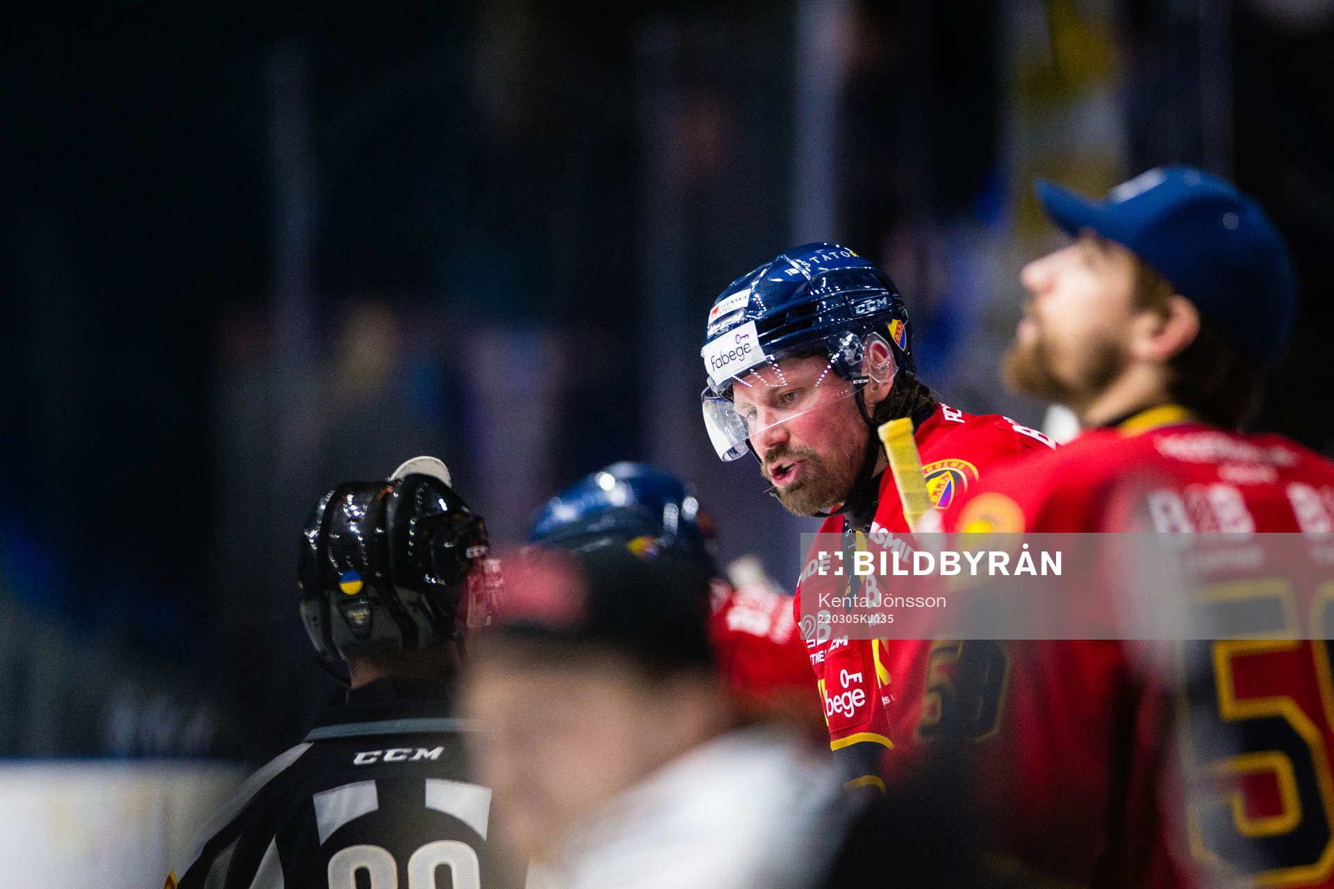 Djurgårdens Stefan Warg i diskussion med domare