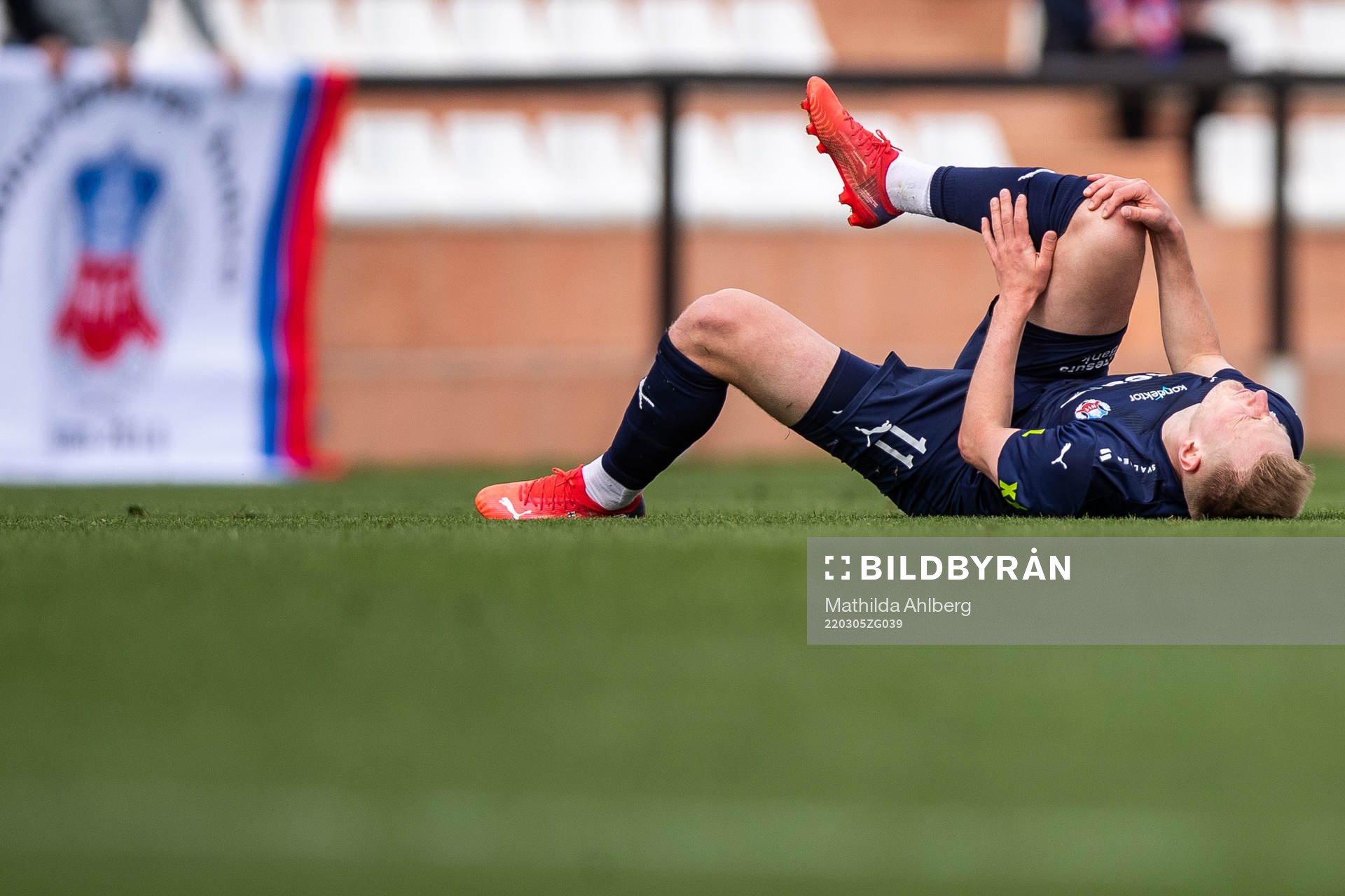 Rasmus Karjalainen of Helsingborg in pain