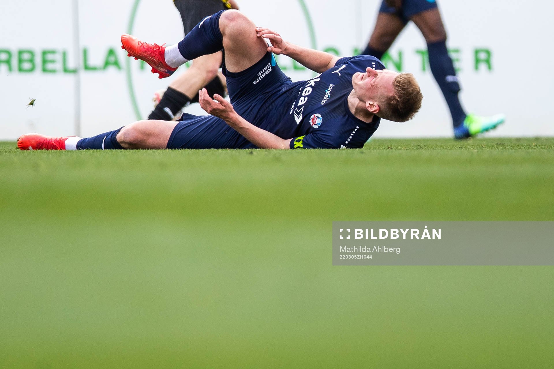 Rasmus Karjalainen of Helsingborg in pain