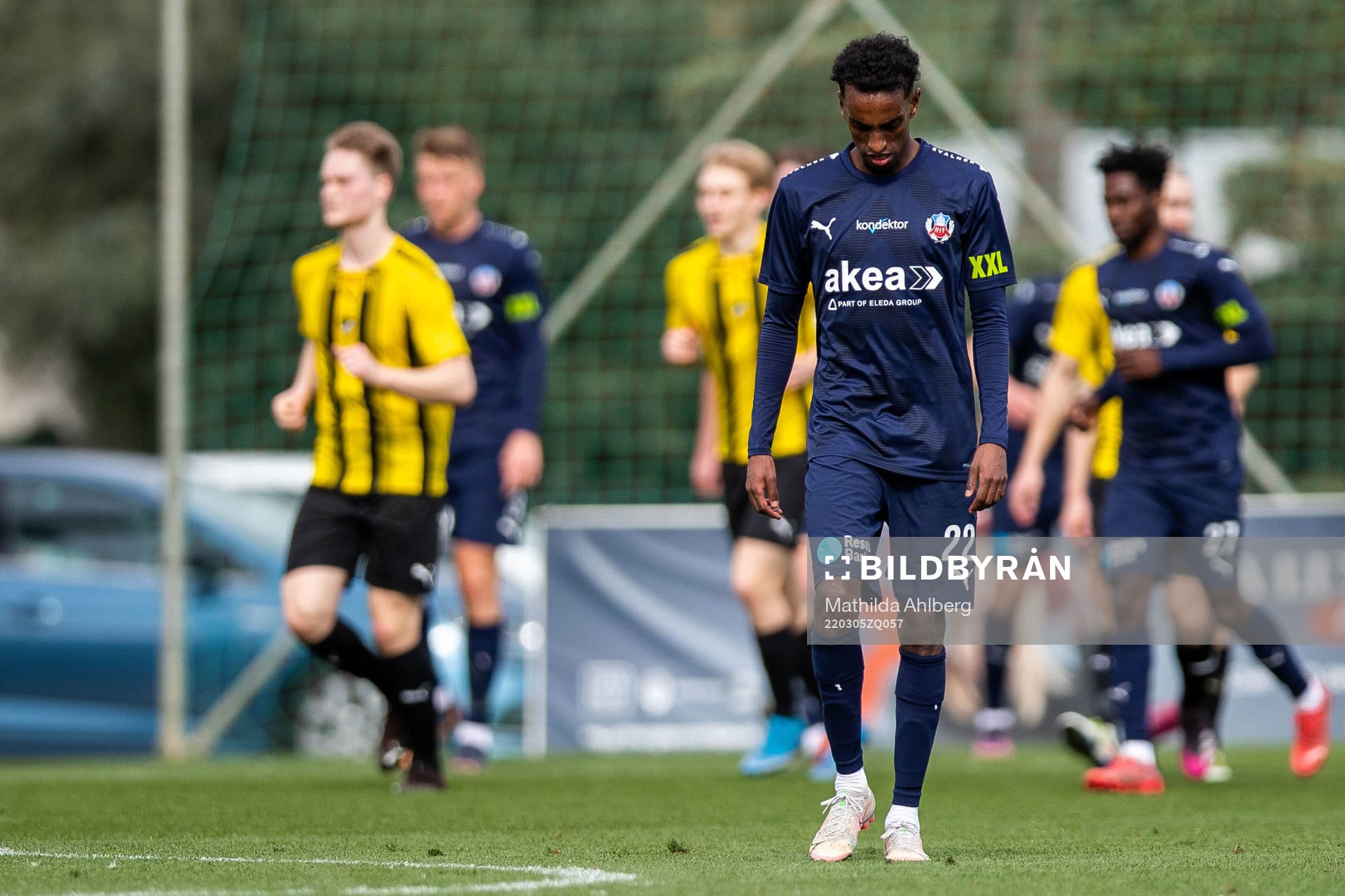 Taha Ali of Helsingborg looks dejected