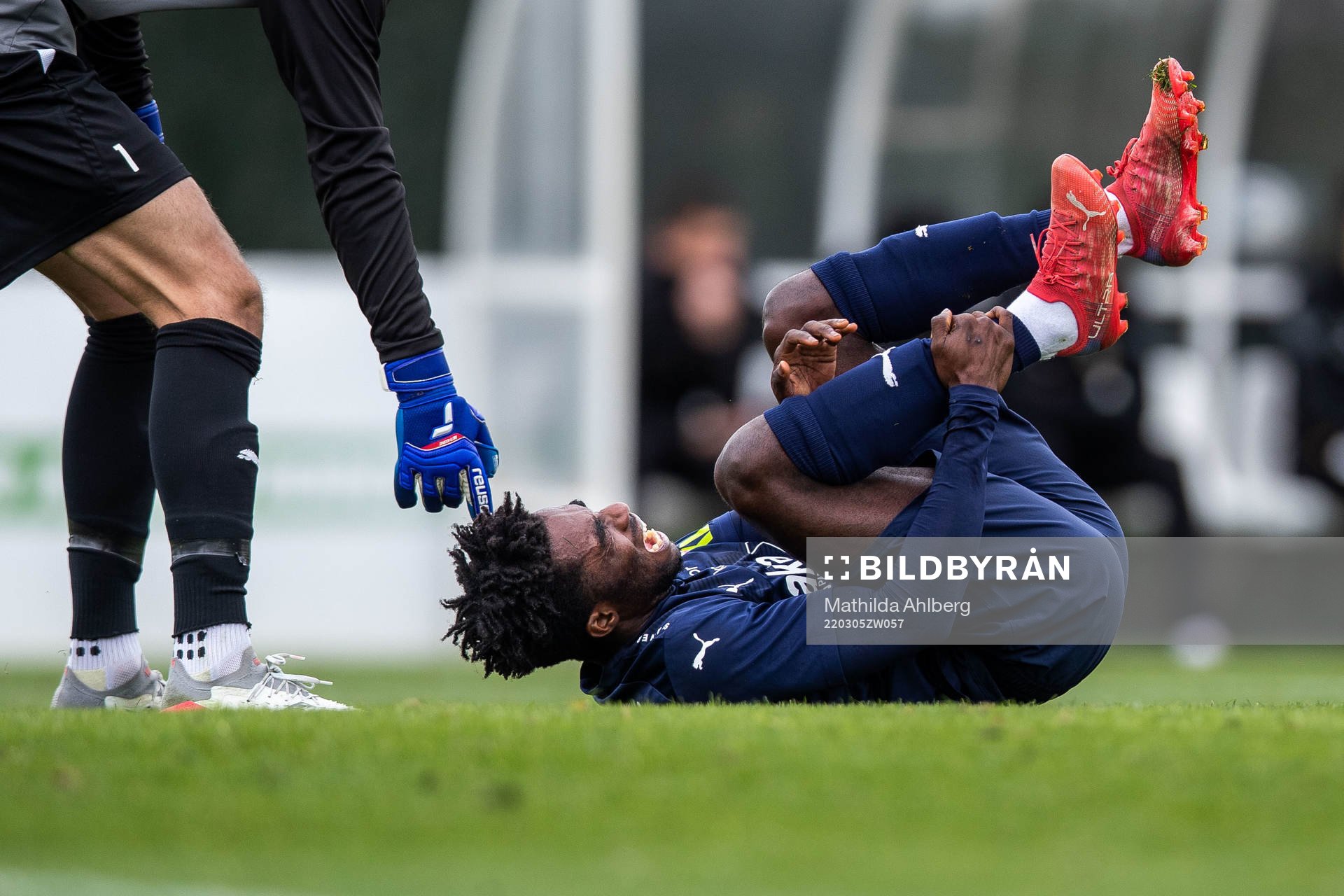 Benjamin Acquah of Helsingborg in pain