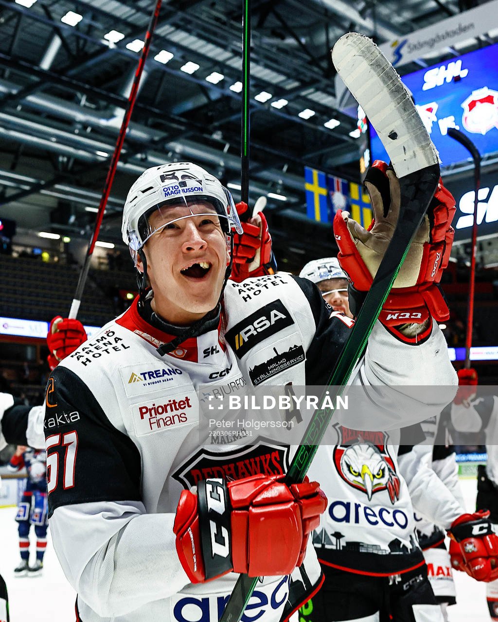 Malmö Redhawks Emil Sylvegård jublar