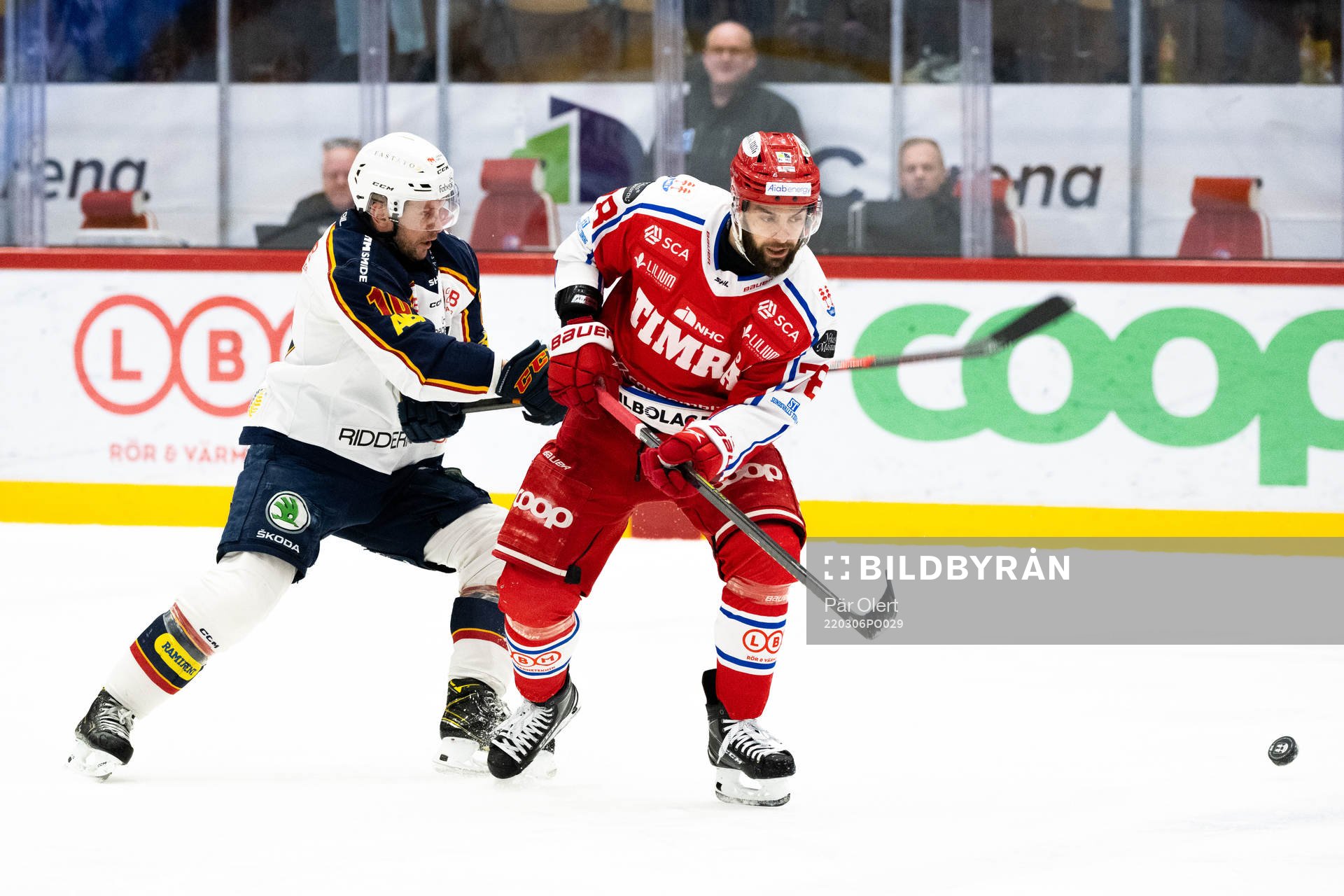 Djurgårdens Niclas Bergfors och Timrås Robin Hanzl