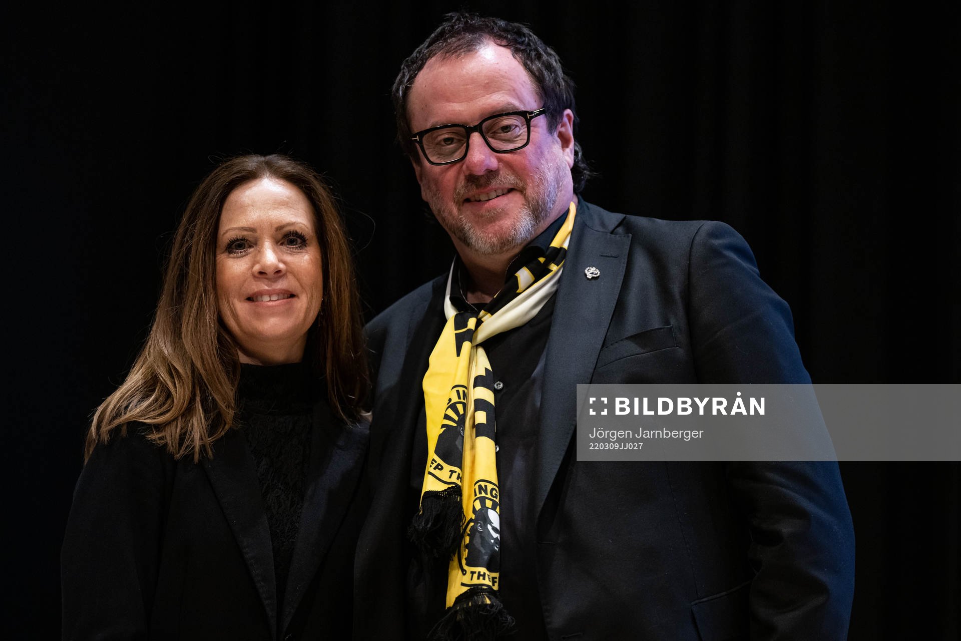 Nyinvalda styrelseledamoten Annika Persson och ordförande Sune Lundqvist under årsmöte med Elfsborg den 9 mars 2022 i Borås. 
