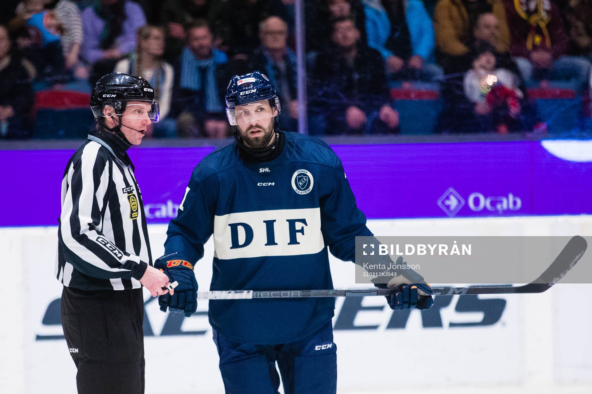 Djurgårdens Dick Axelsson i samtal med domare