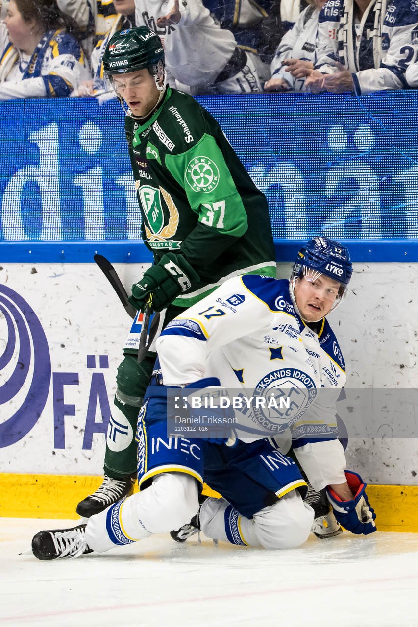 Färjestads Adam Ginning och Leksands Linus Andersson
