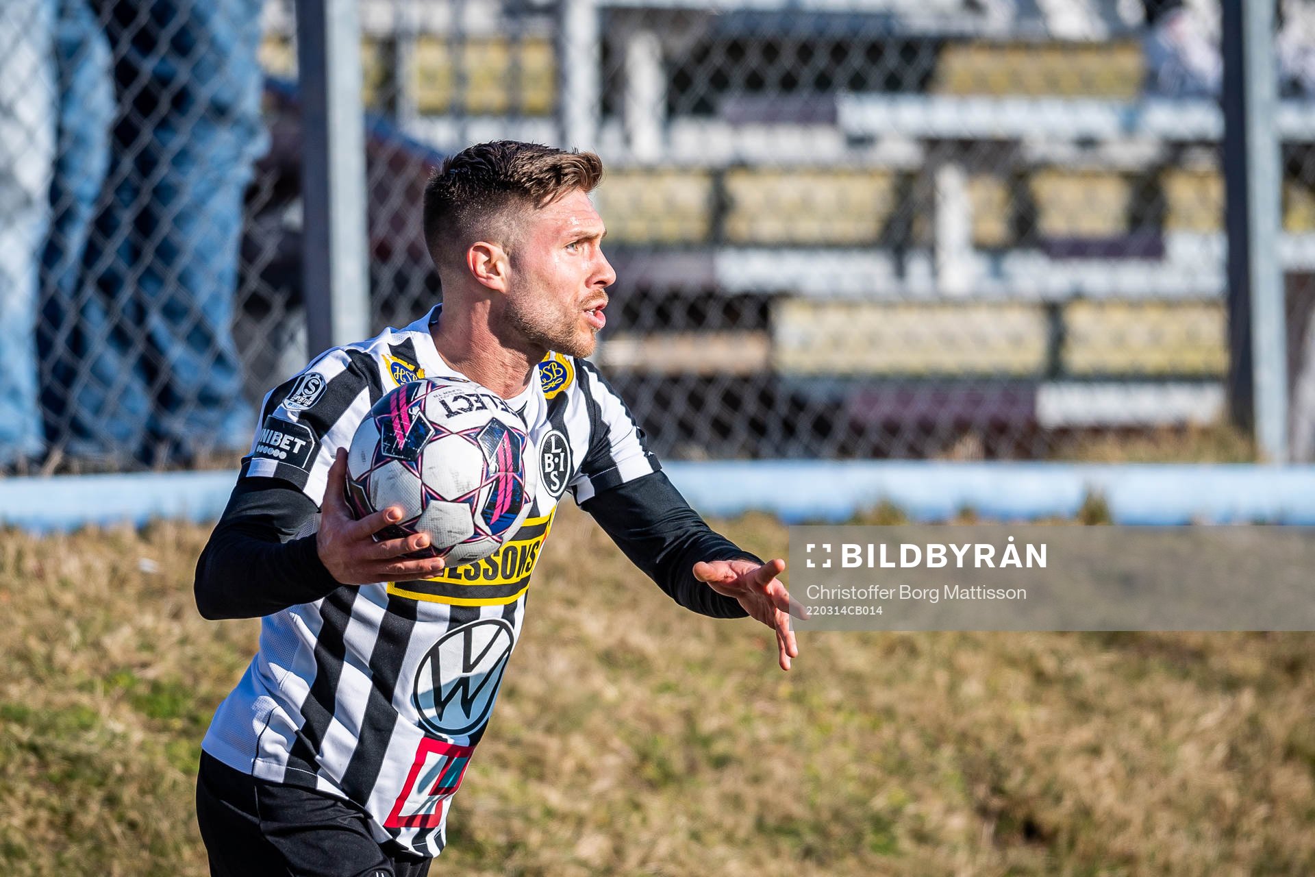 Landskronas Nikola Ladan under fotbollsmatchen i U21 Allsvenskan mellan Helsingborg och Landskrona den 14 mars 2022 i Helsingborg.