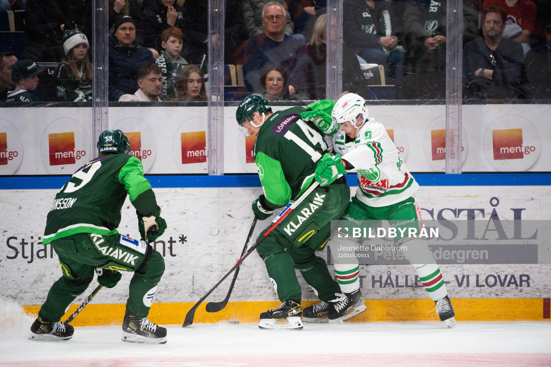 Färjestads Linus Johansson, Victor Ejdsell och Rögles
