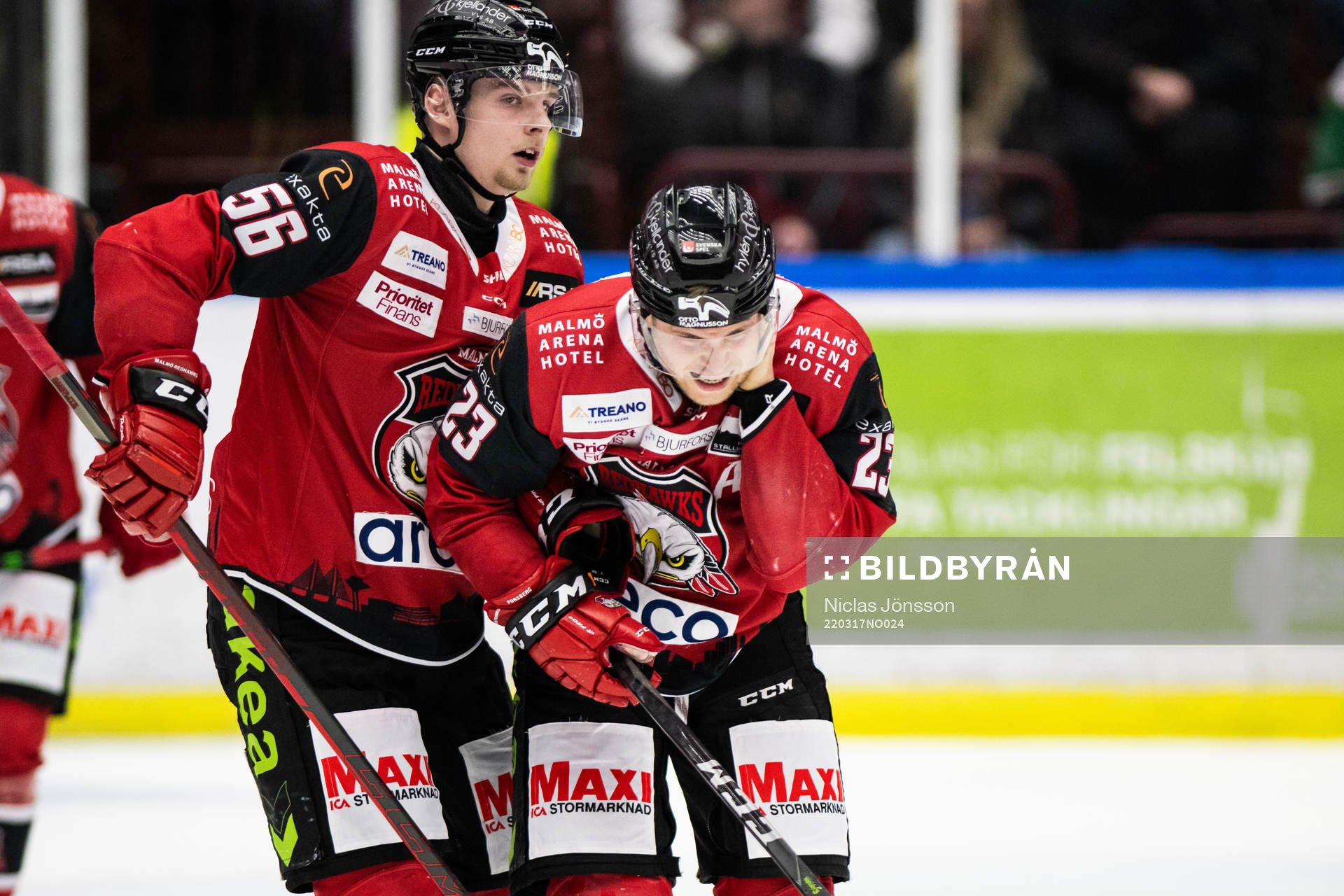 Malmö Redhawks Christoffer Forsberg har ont