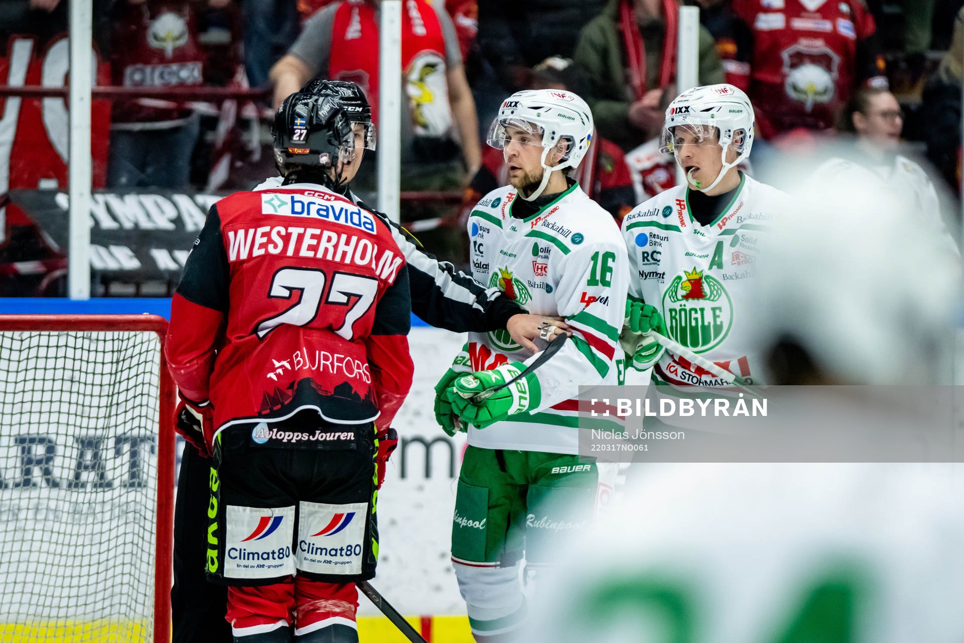 Malmö Redhawks Ponthus Westerholm och Rögles Lucas