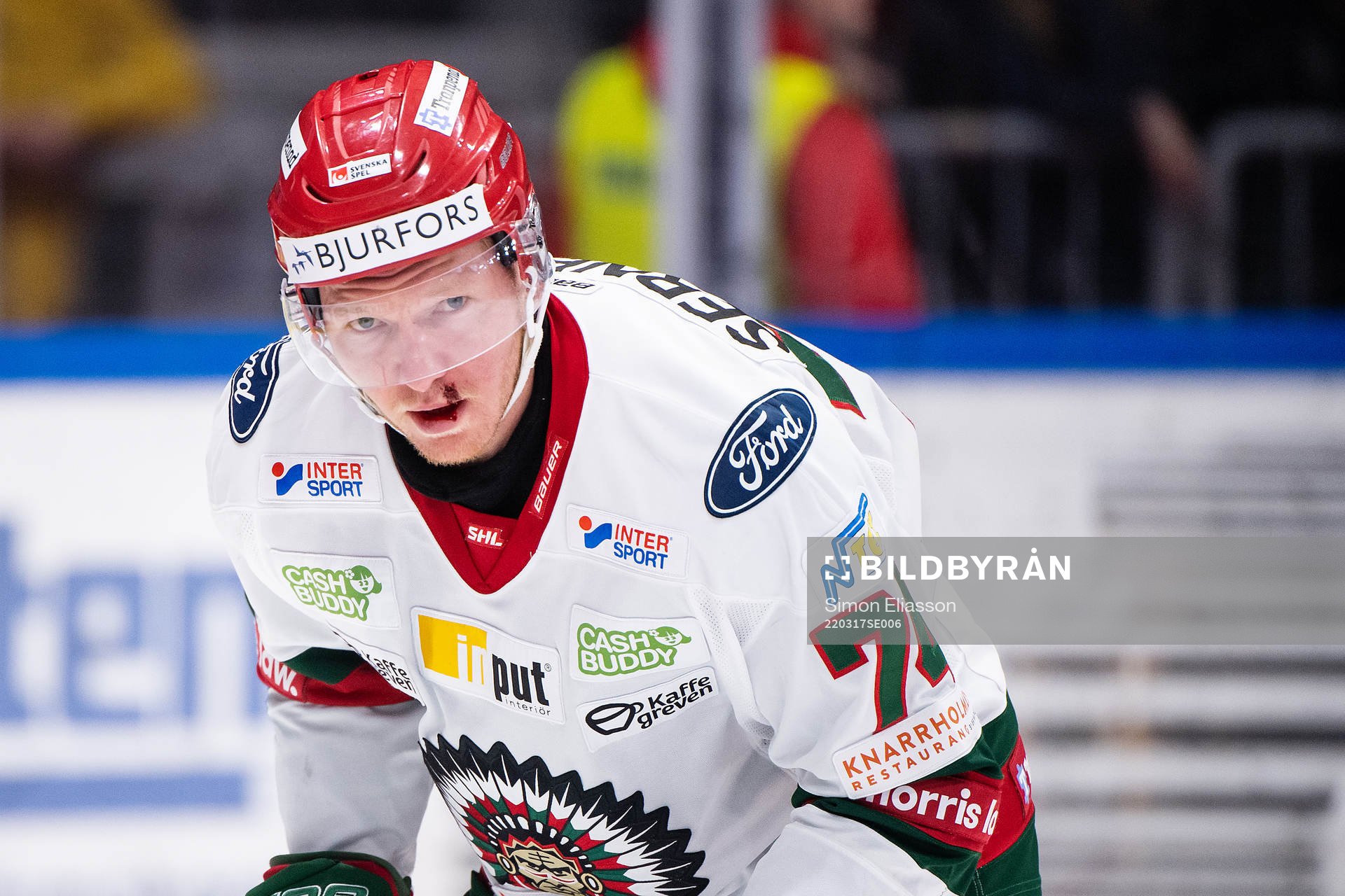 Frölundas Andreas Borgman med näsblod