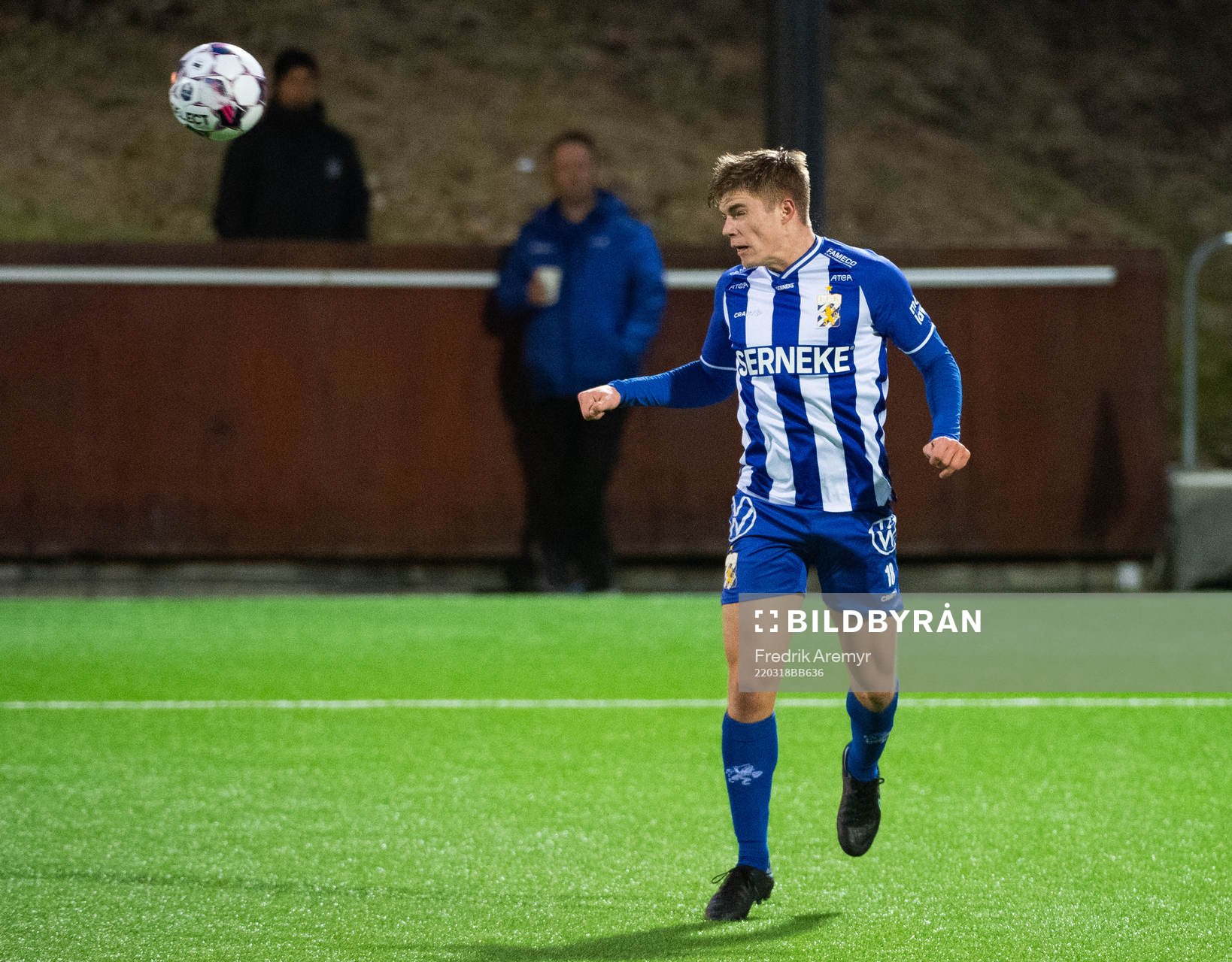 IFK Göteborgs Felix Eriksson under träningsmatchen i fotboll mellan IFK Göteborg och Norrby den 18 mars 2022 i Göteborg. 