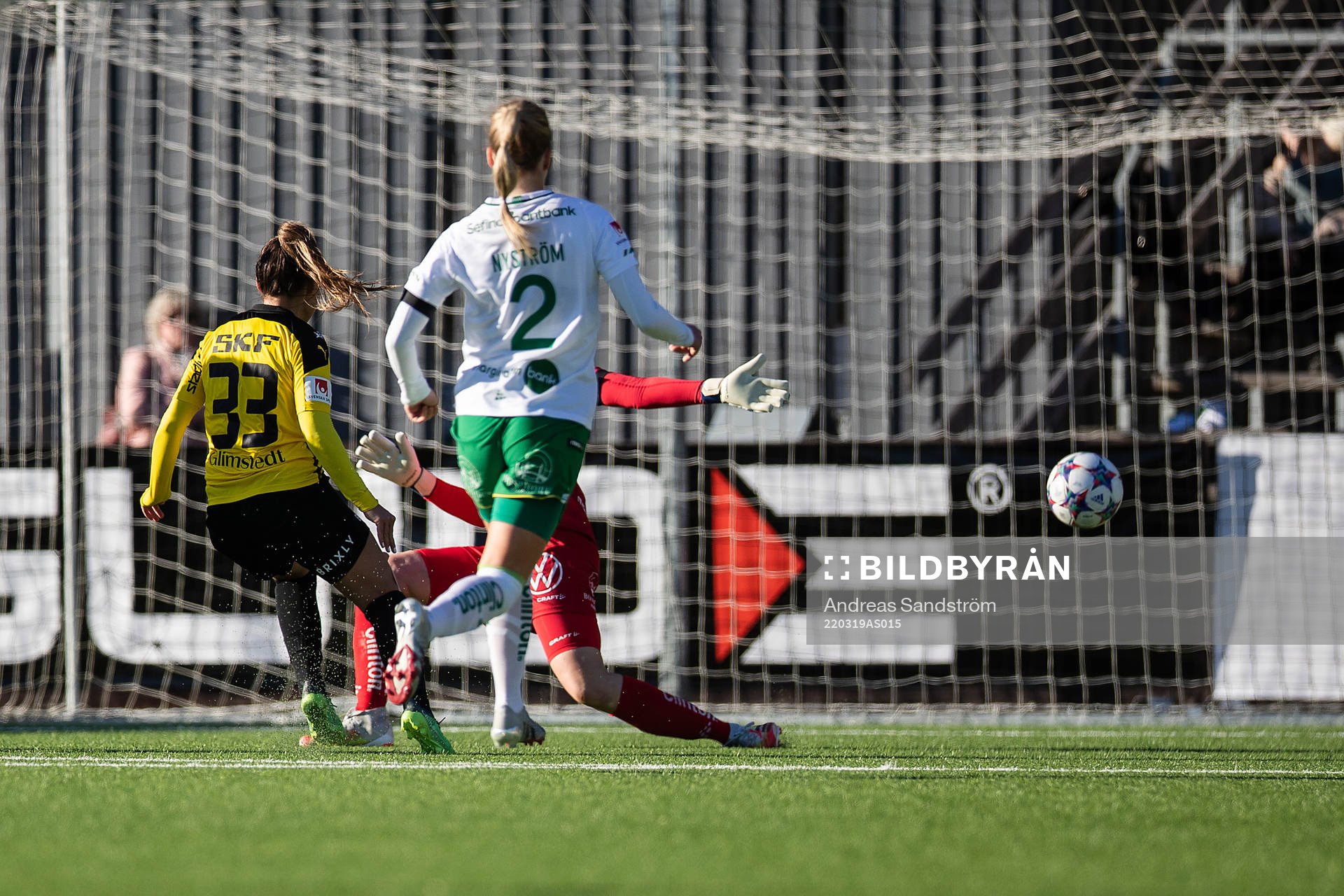 Häckens Johanna Rytting Kaneryd jublar efter 2-1 under fotbollsmatchen i Svenska Cupen mellan Hammarby och Häcken den 19 mars 2022 i Stockholm.