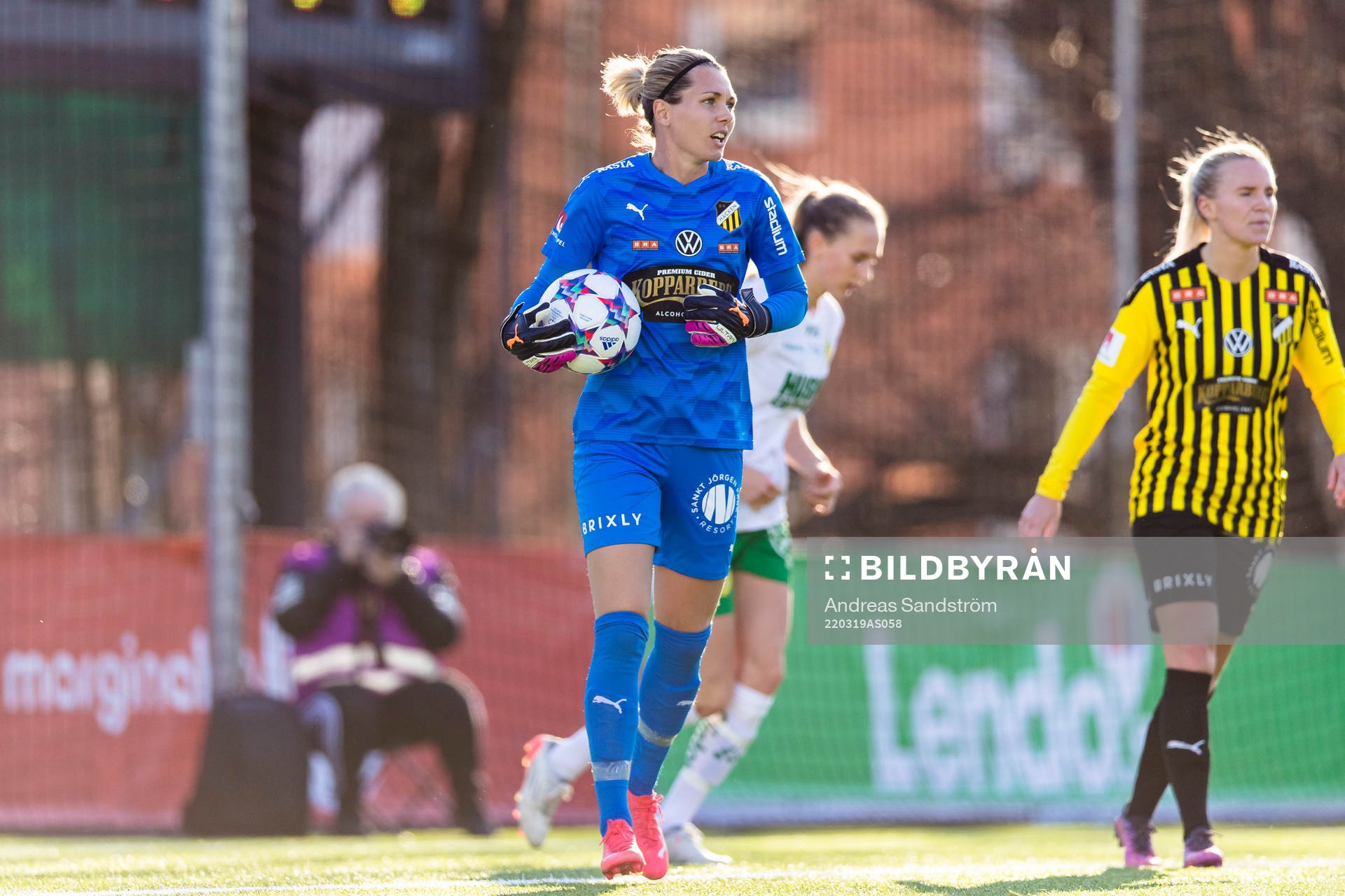 Häckens målvakt Jennifer Falk under fotbollsmatchen i Svenska Cupen mellan Hammarby och Häcken den 19 mars 2022 i Stockholm. 