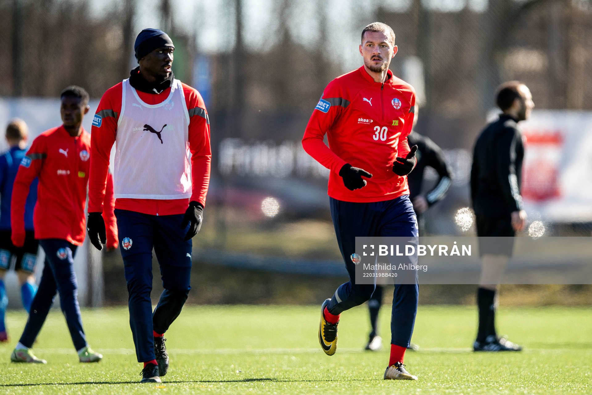 Helsingborgs Albert Ejupi inför träningsmatchen i fotboll mellan Helsingborg och Halmstad den 19 mars 2022 i Helsingborg. 