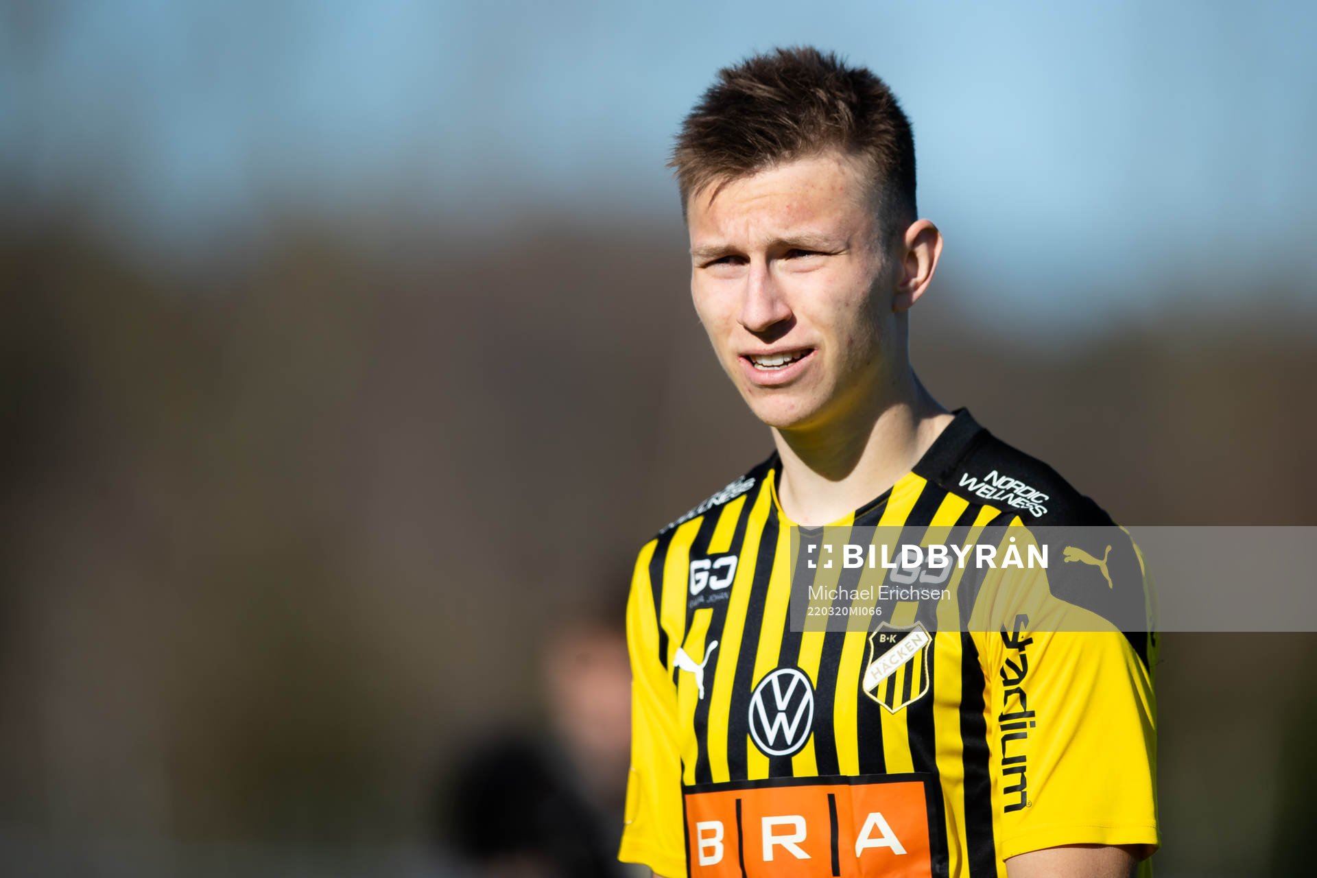 Häckens Kristoffer Lund Hansen efter fotbollsmatchen i träningsmatchen mellan Häcken och Odds BK den 20 mars 2022 i Göteborg. 