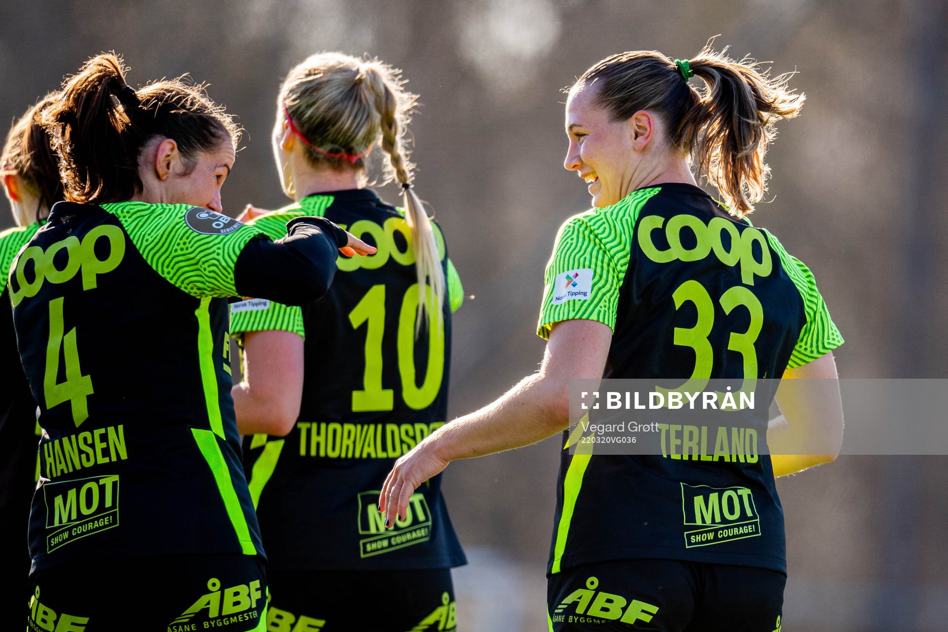 Elisabeth Terland of Brann celebrates with teammate Tuva