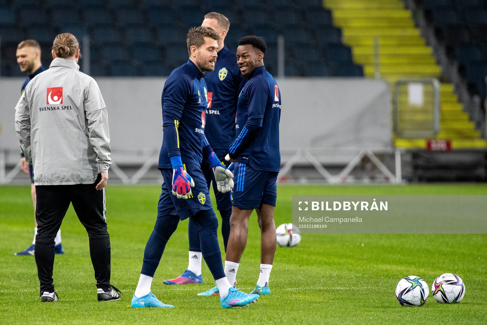 Goalkeeper Kristoffer Nordfeldt and Anthony Elanga of the