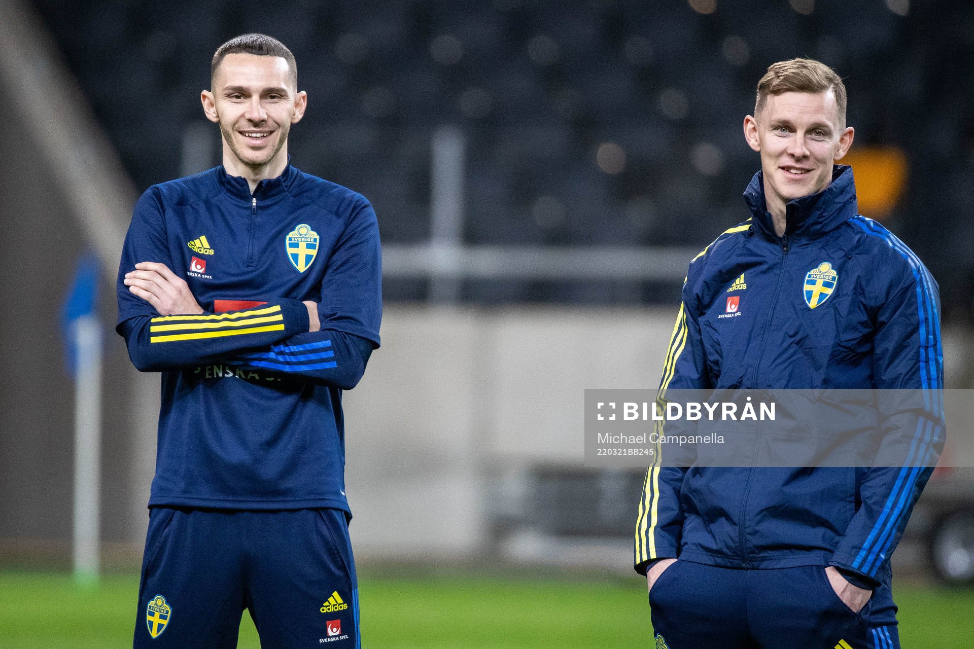 Branimir Hrgota and Emil Krafth of the Swedish national