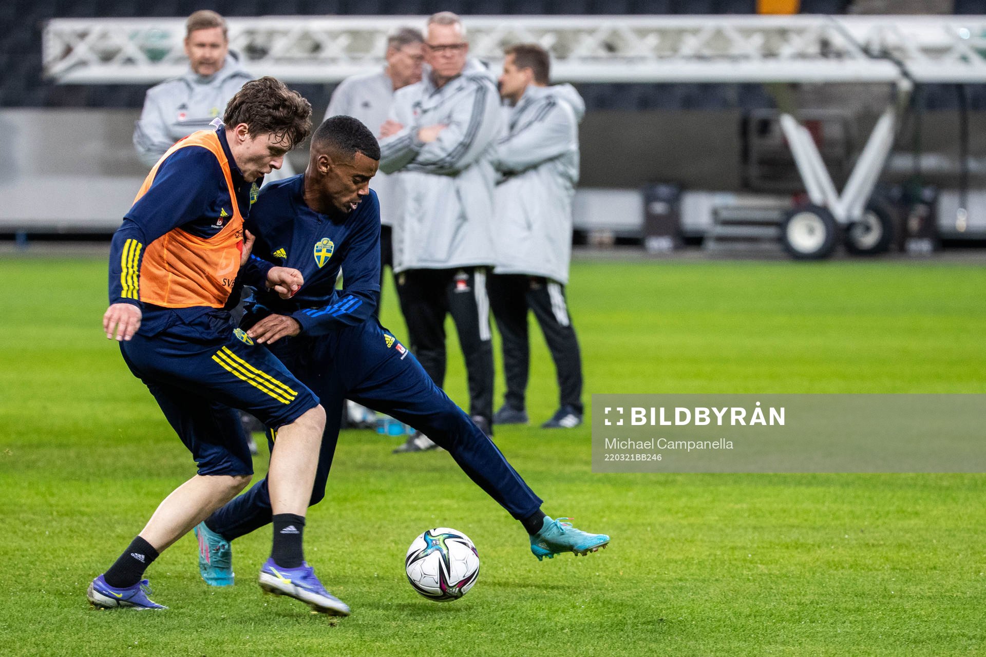 Victor Nilsson Lindelöf and Alexander Isak of the Swedish