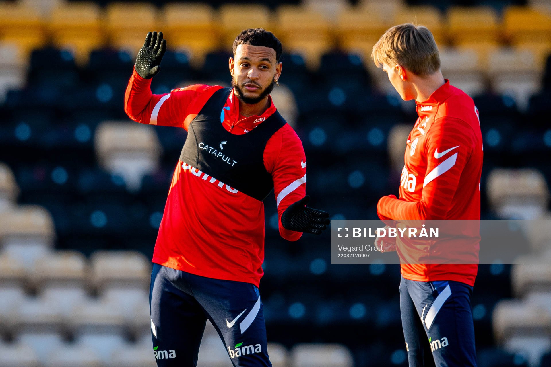 Joshua King and Martin Ødegaard of the Norwegian national