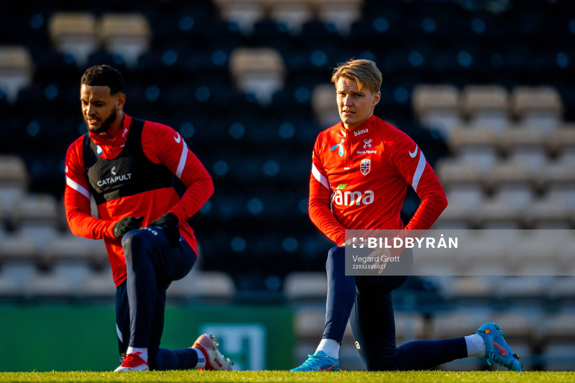 Joshua King and Martin Ødegaard of the Norwegian national