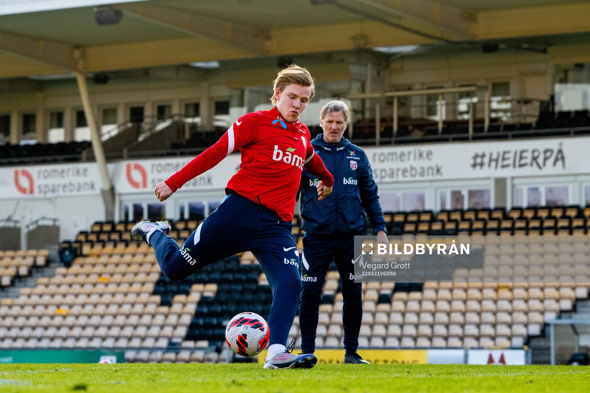 Jens Petter Hauge of the Norwegian national football team during a training session on March 21, 2022 in Lillestrøm. 
