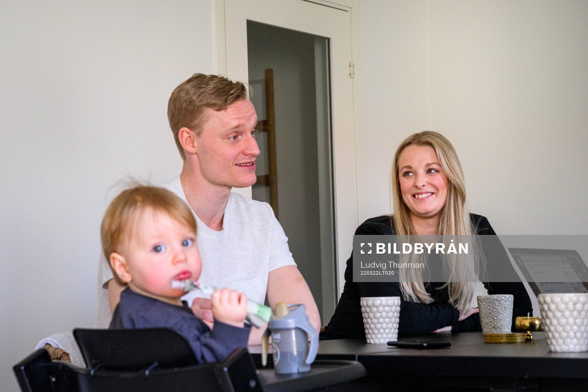 Matilda Schultz, Anton Bengtsson och sonen Noel när de
