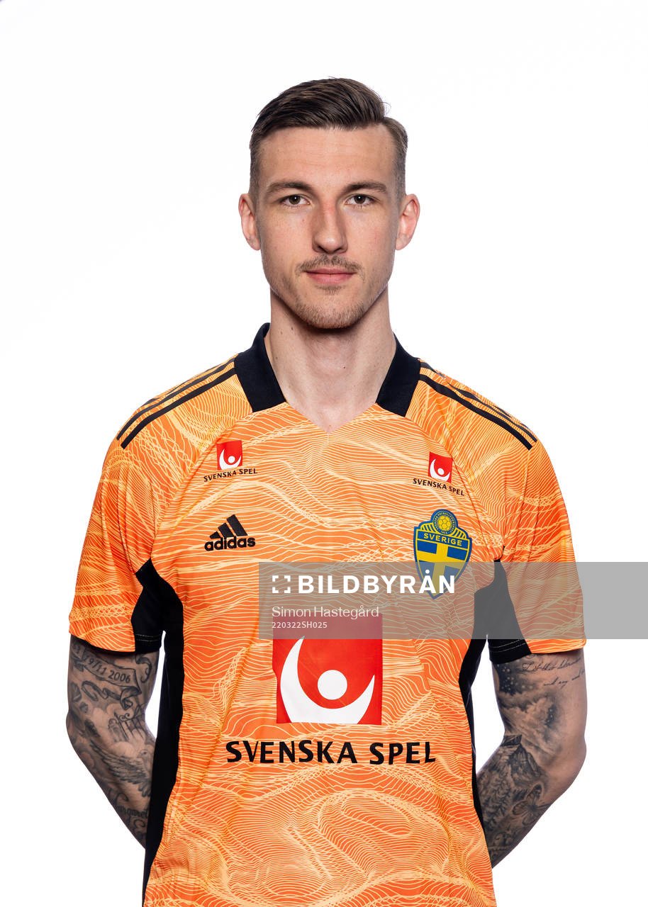 Goalkeeper Andreas Linde of the Swedish national football