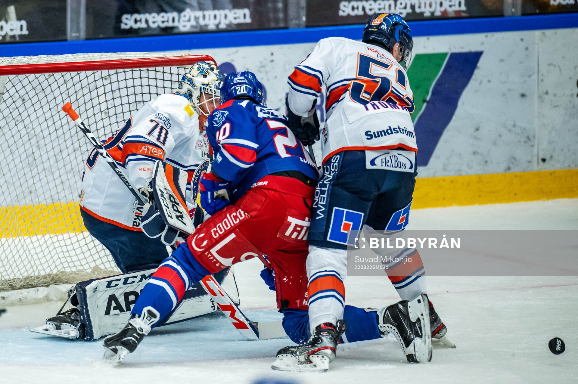 Växjös målvakt Adam Åhman och Arvid Lundberg samt