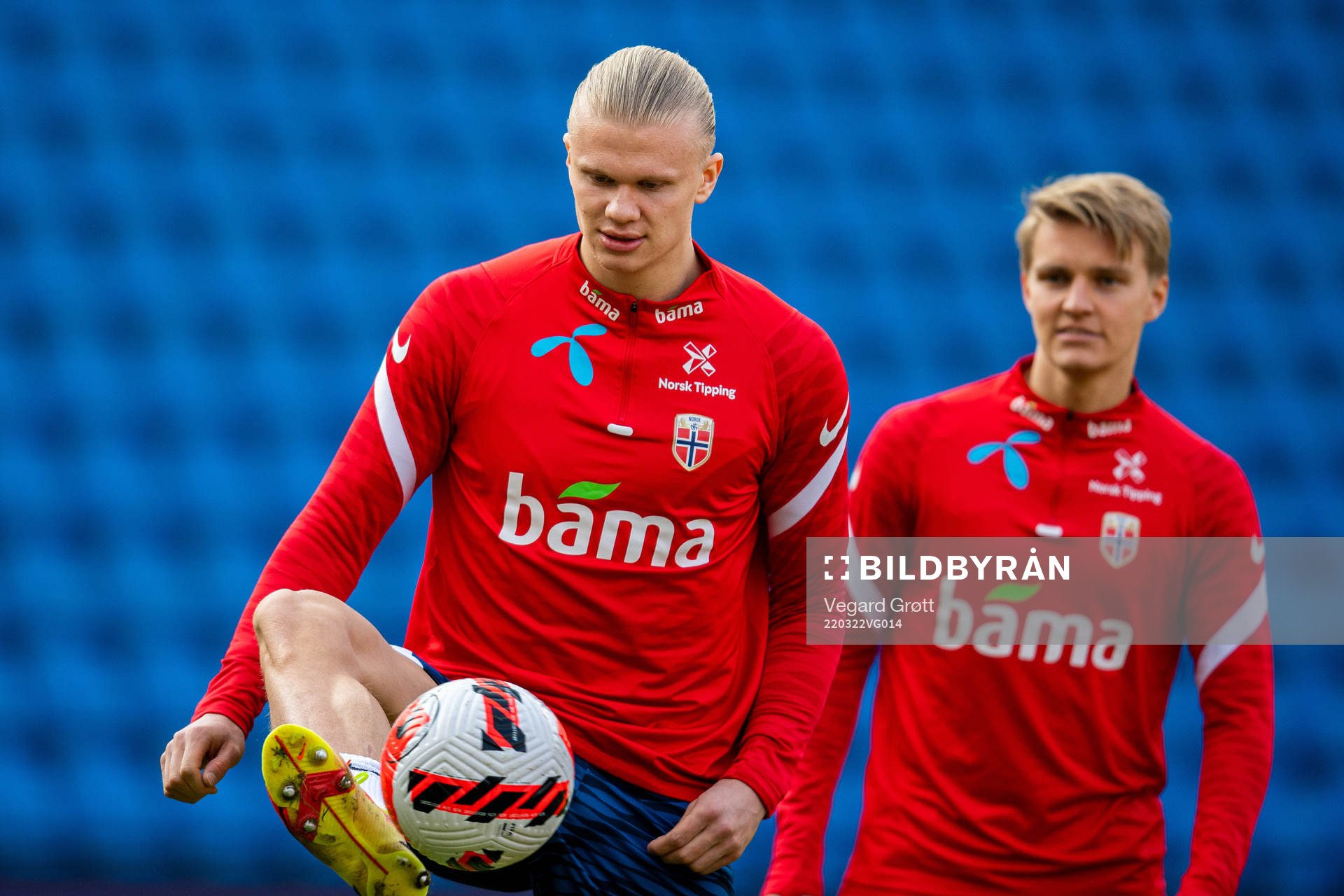 Erling Braut Haaland and Martin Ødegaard of the Norwegian