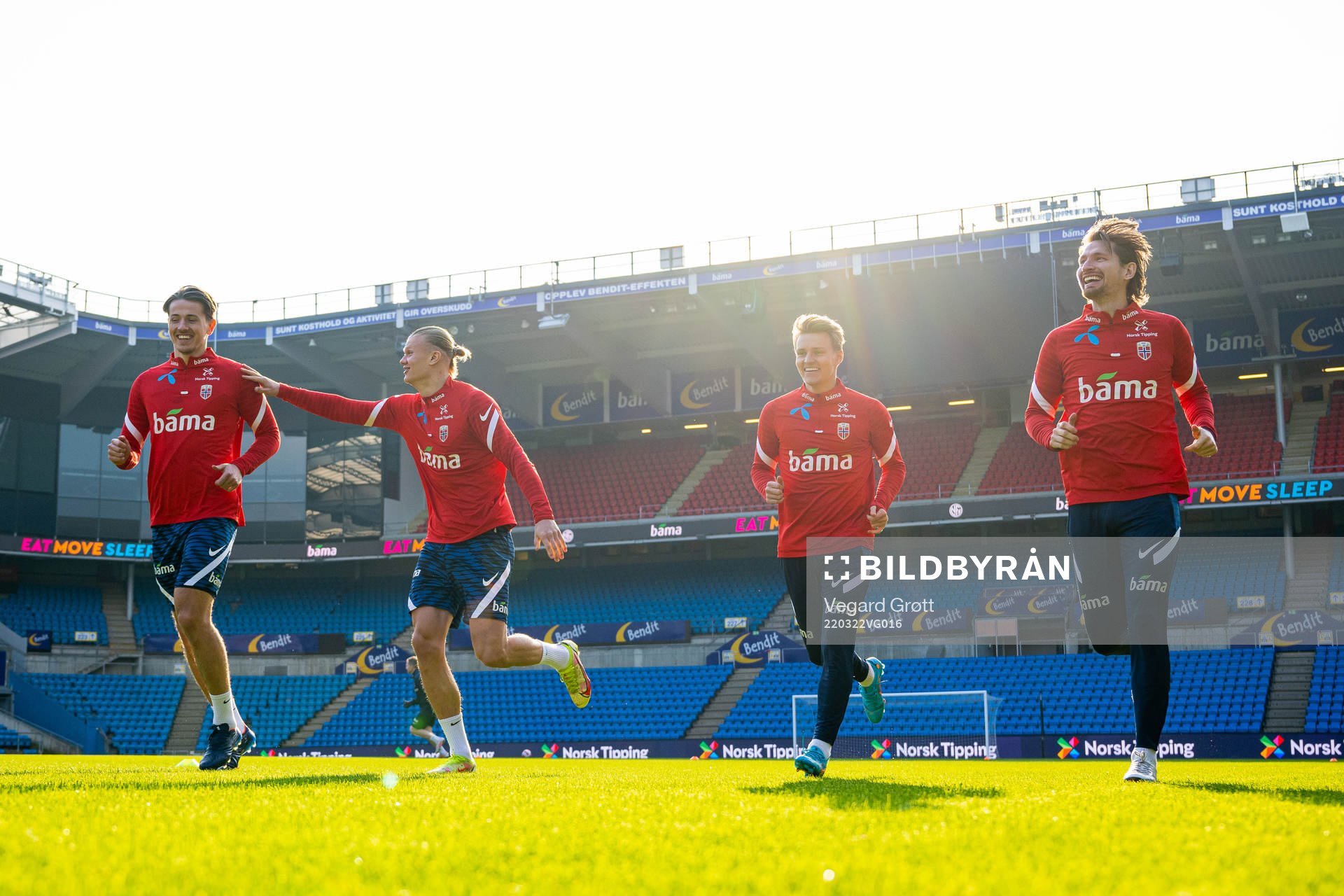Sander Berge, Erling Braut Haaland, Martin Ødegaard and